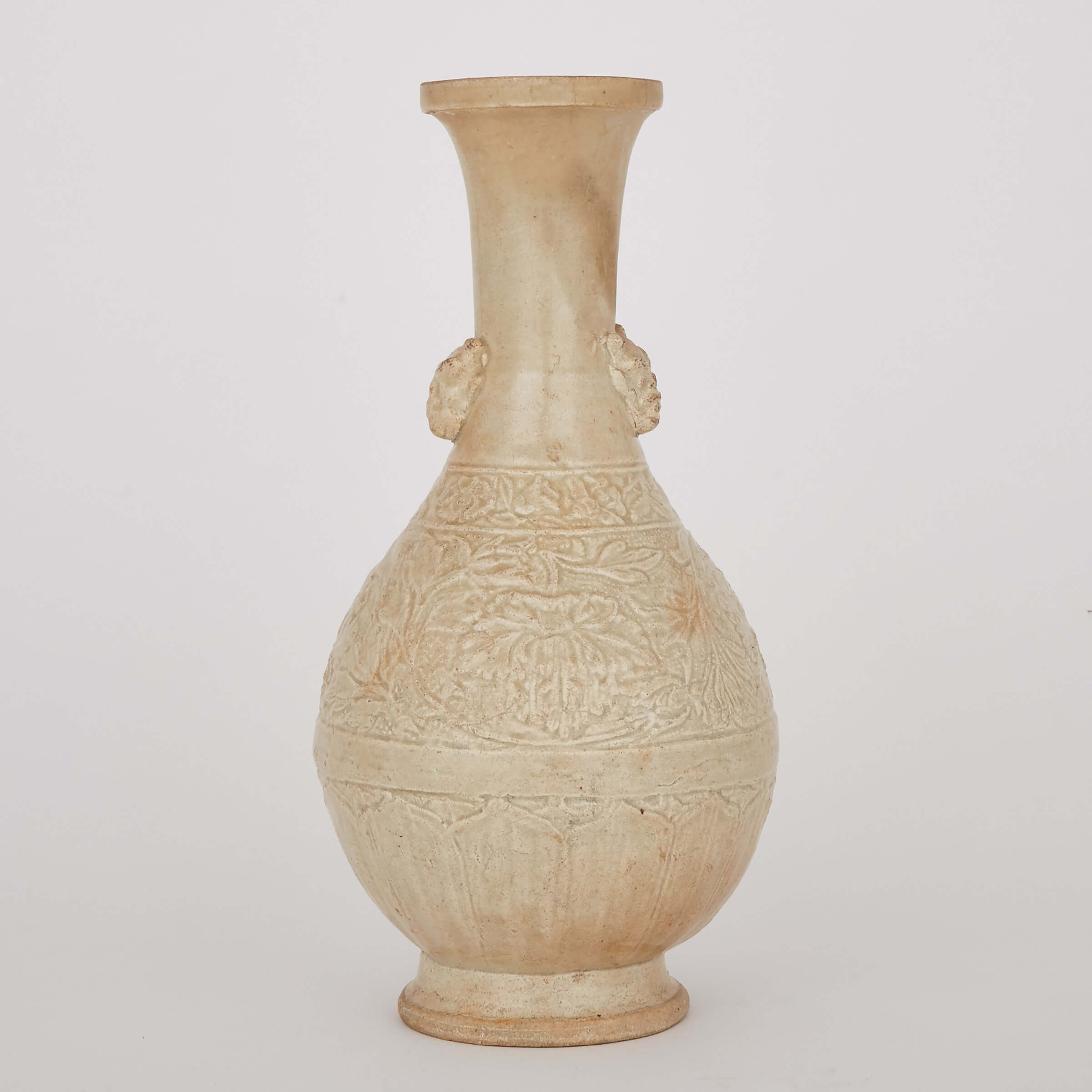 A Yingqing Glazed Moulded Vase, Yuan Dynasty