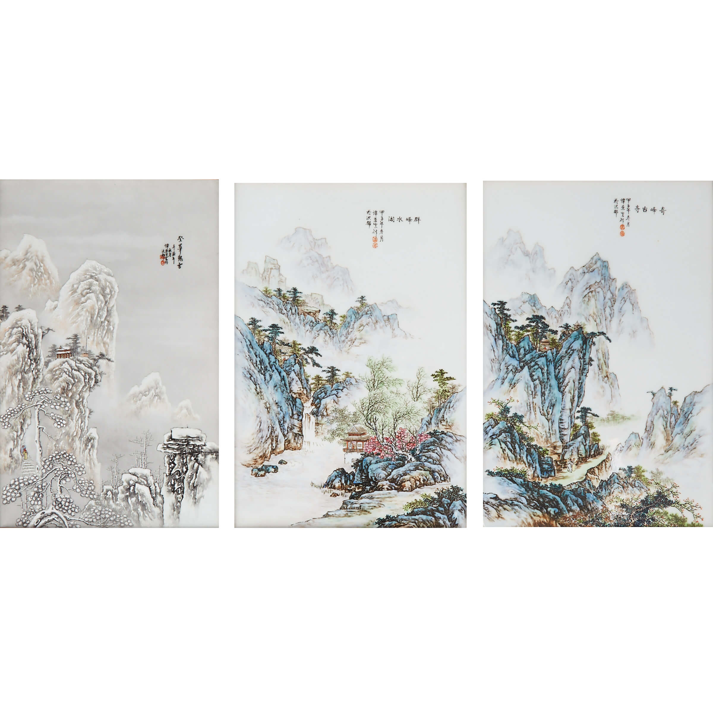A Group of Three Chinese Porcelain Panels