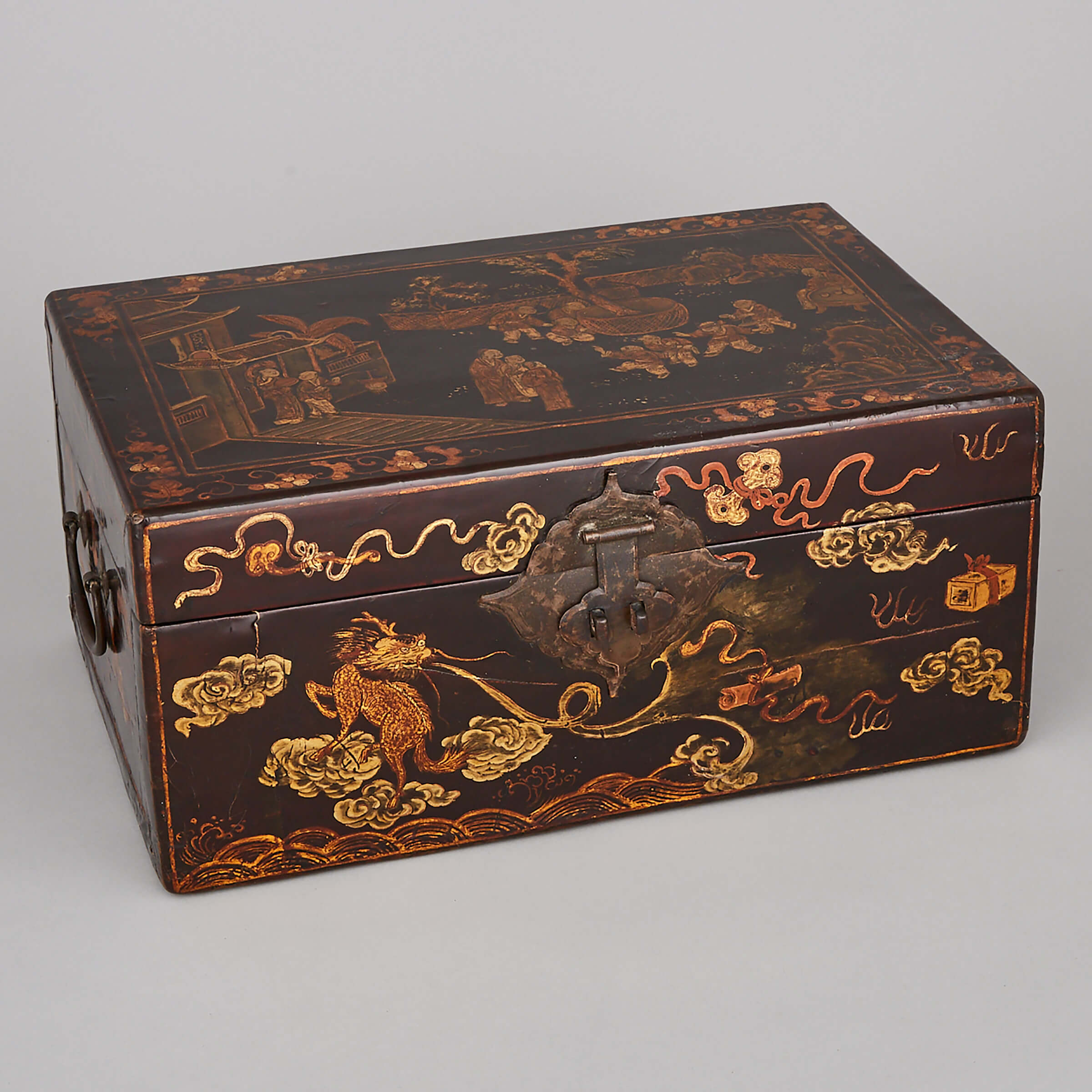 A Large Chinese Export Black Lacquer Box, 19th Century