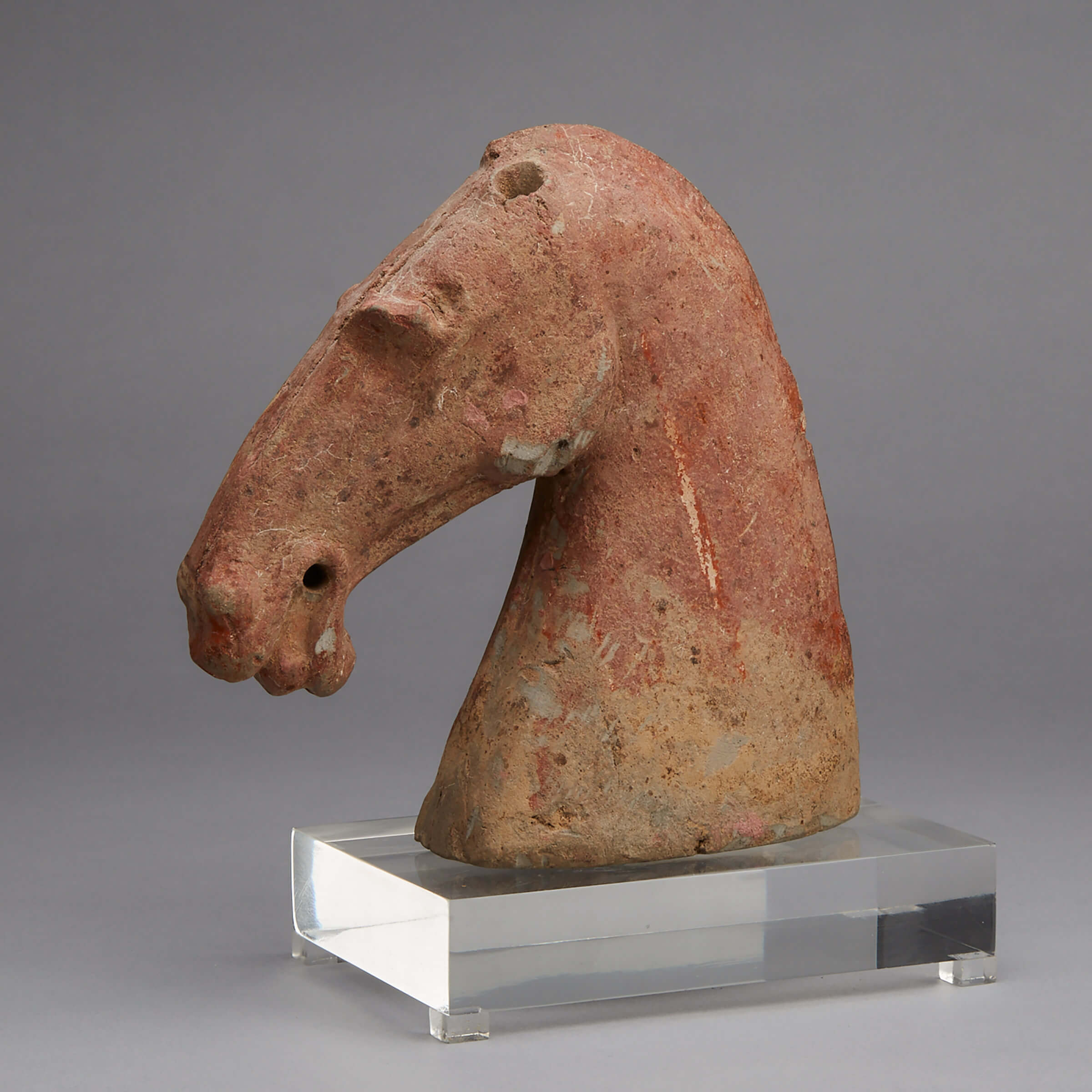A Grey Pottery Head of a Horse, Han Dynasty