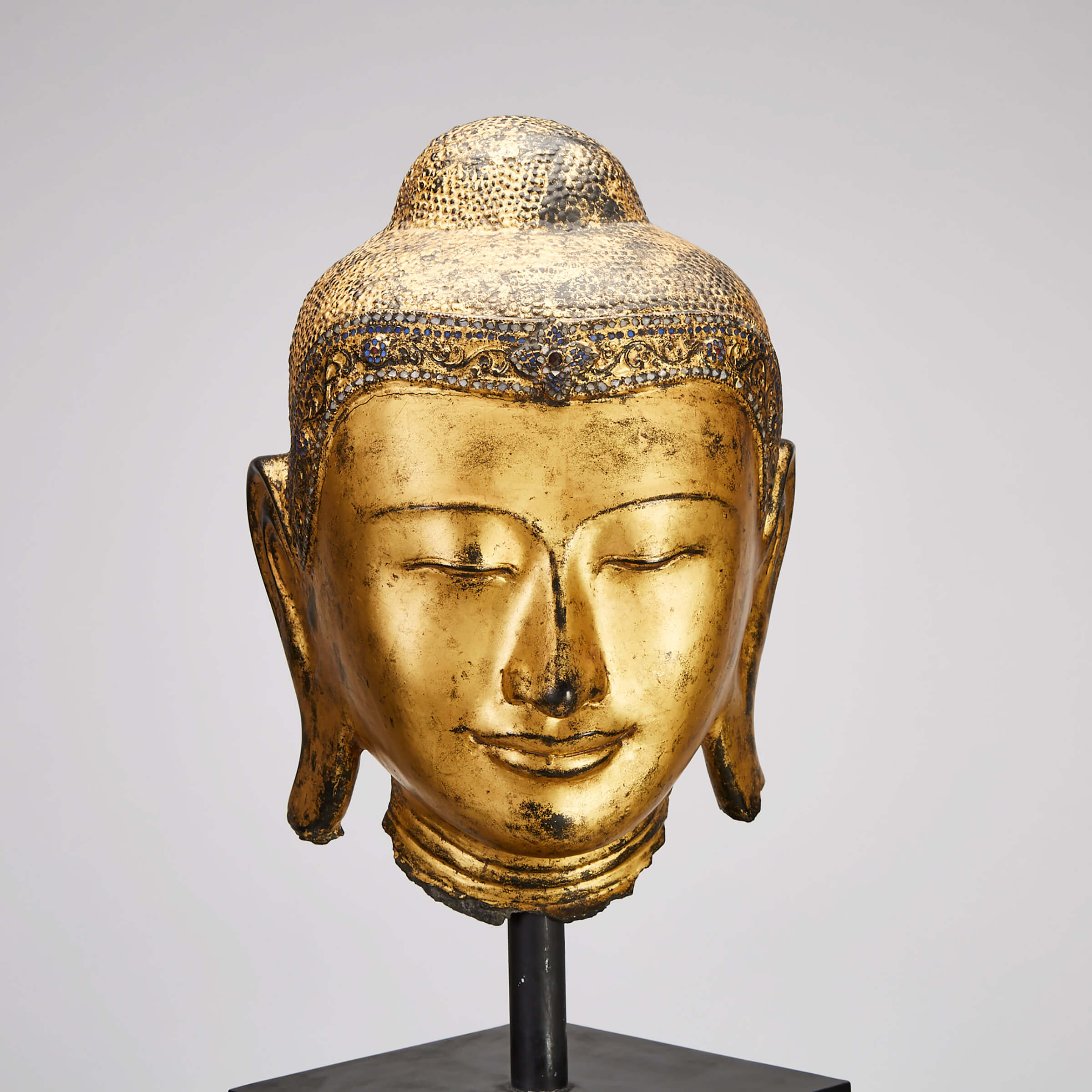 A Gilt Lacquer Buddha Head, Mandalay Period, Burma, 19th Century