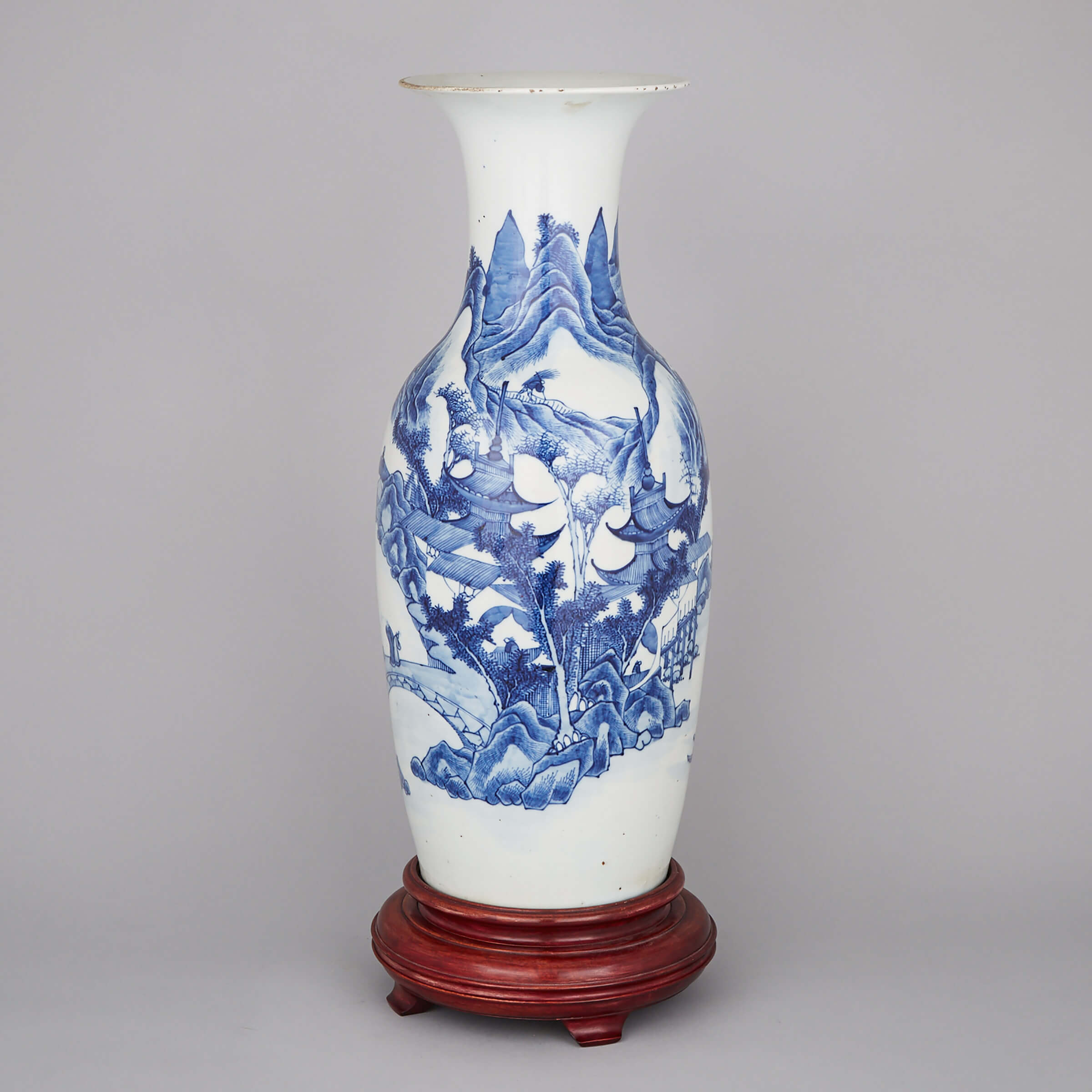 A Large Blue and White Landscape Vase