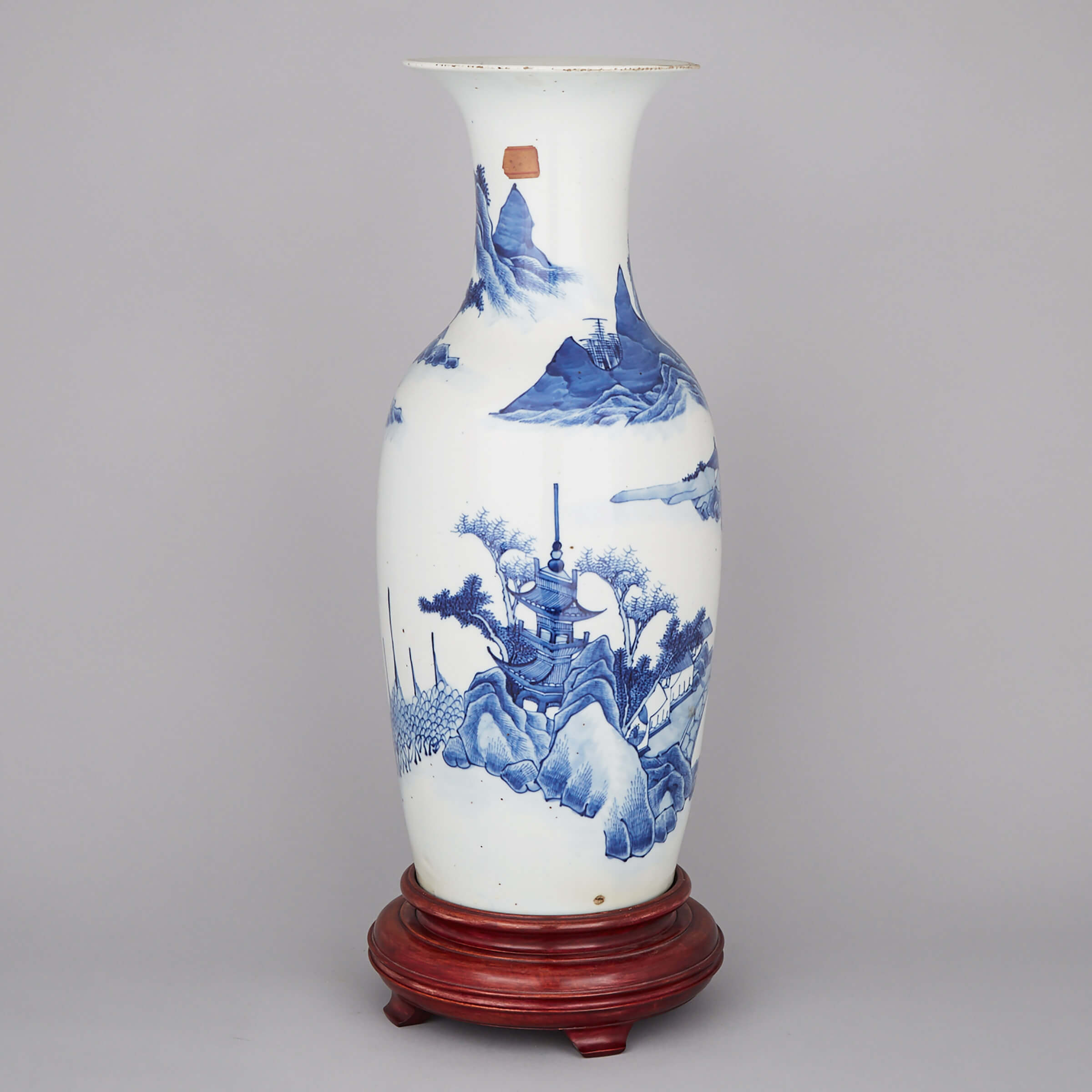 A Large Blue and White Landscape Vase