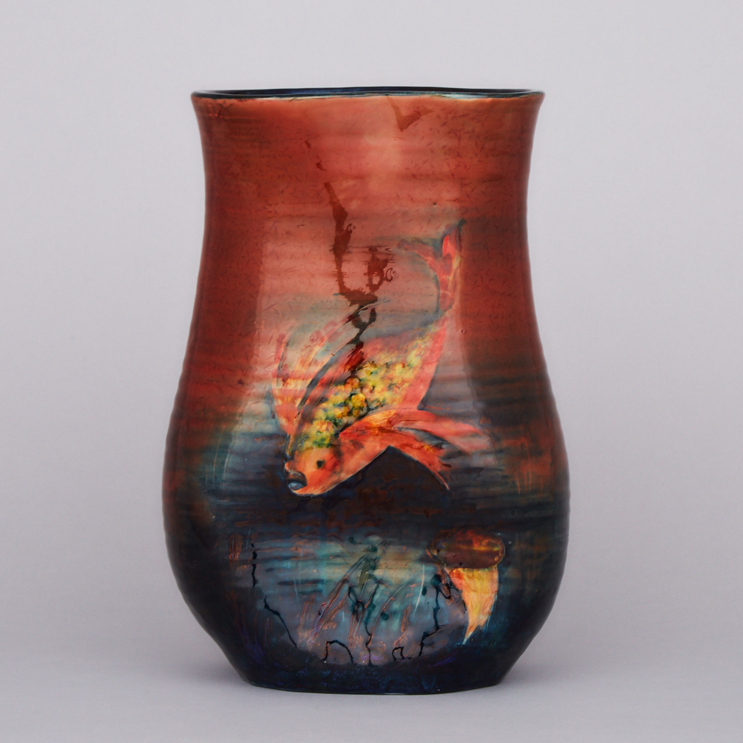 Large Moorcroft Flambé Fish Vase, 1930s