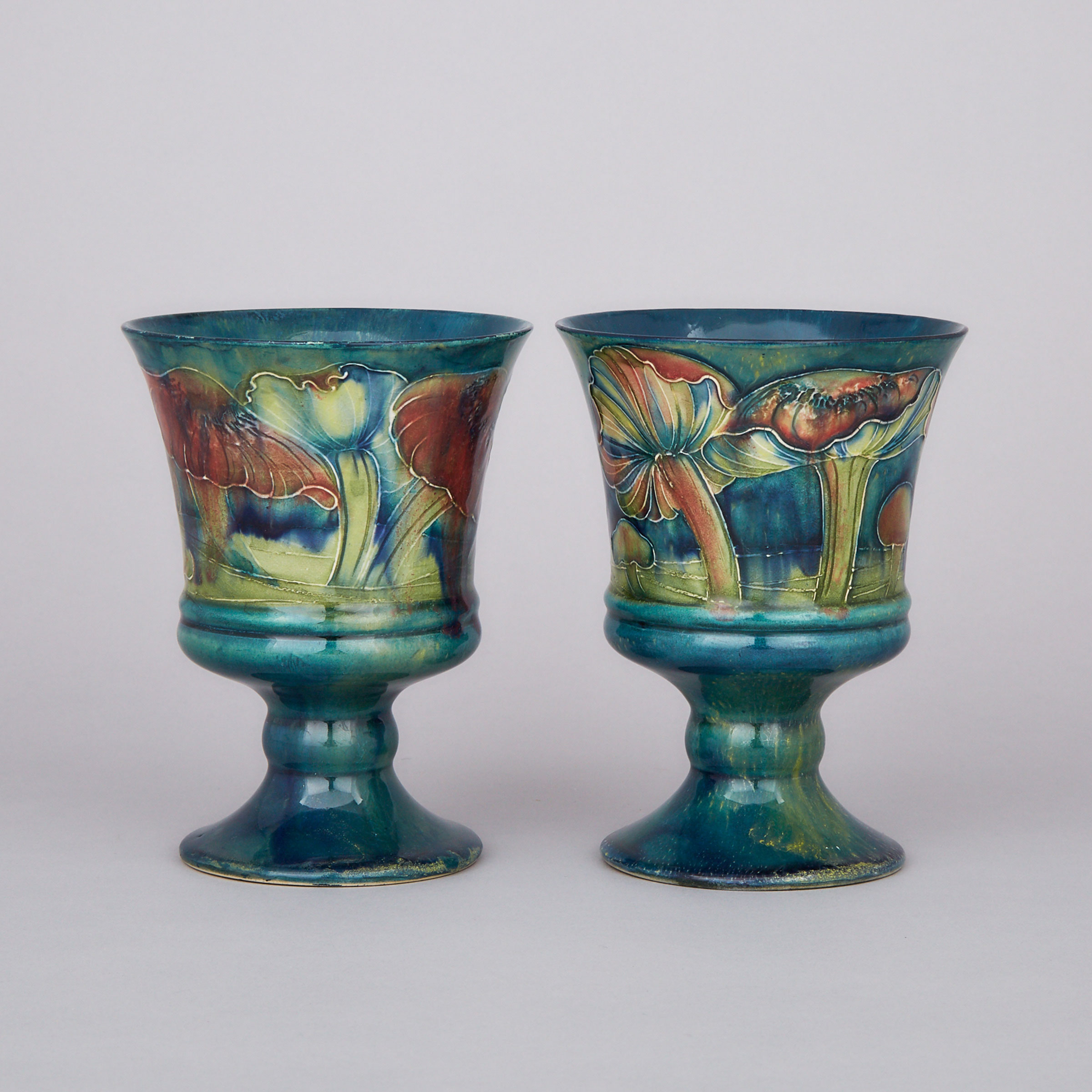 Pair of Macintyre Moorcroft Claremont Goblet Vases, c.1905-10