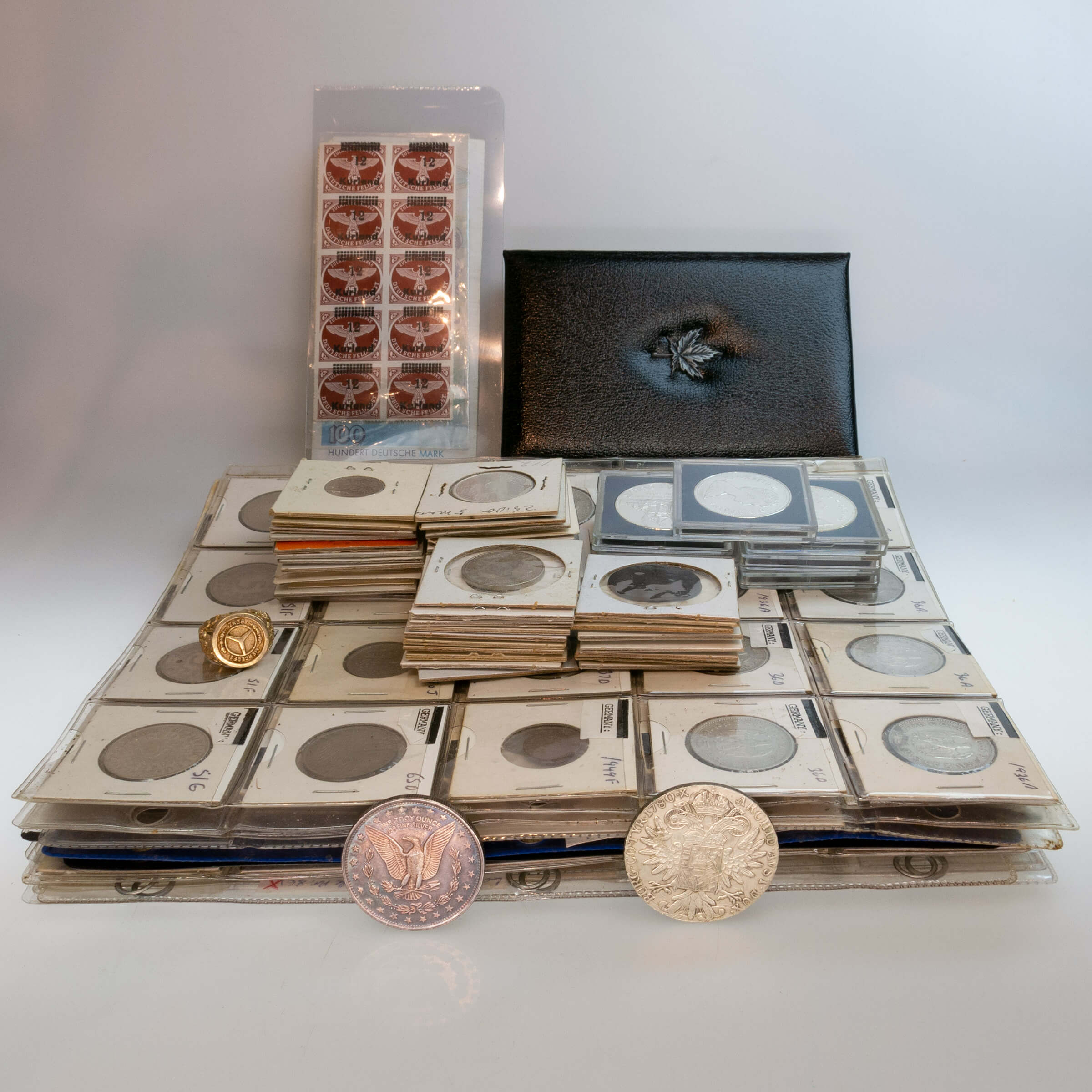 Quantity Of Coins And Stamps, Etc