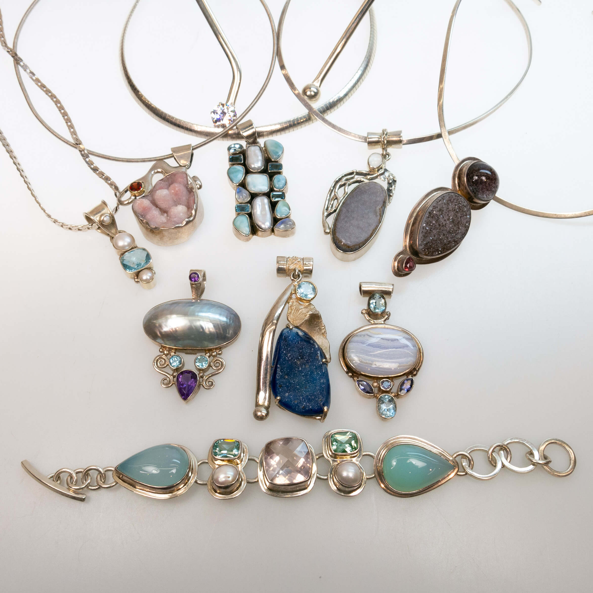 7 Various Sterling Silver Necklace And Pendants