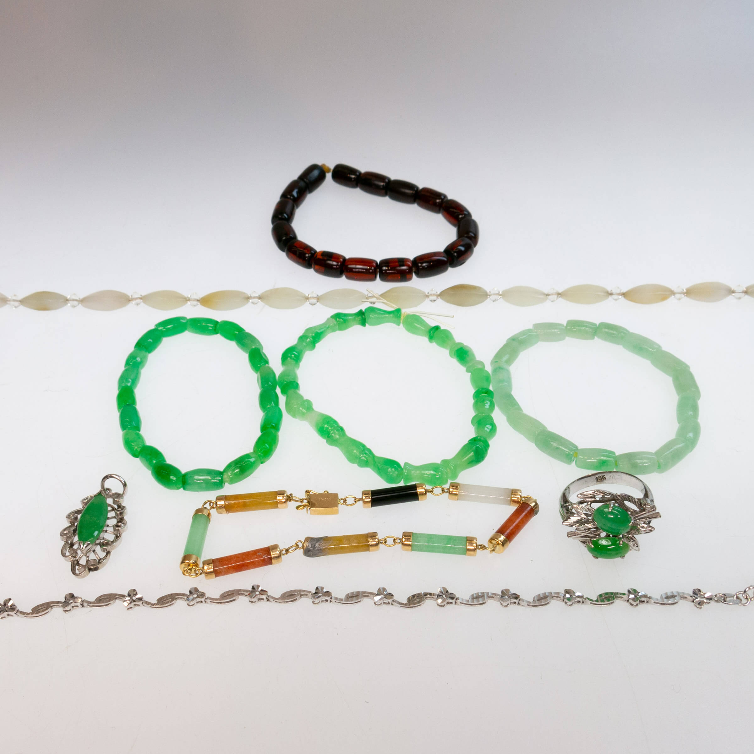 Small Quantity Of Various Jade Jewellery, Etc.