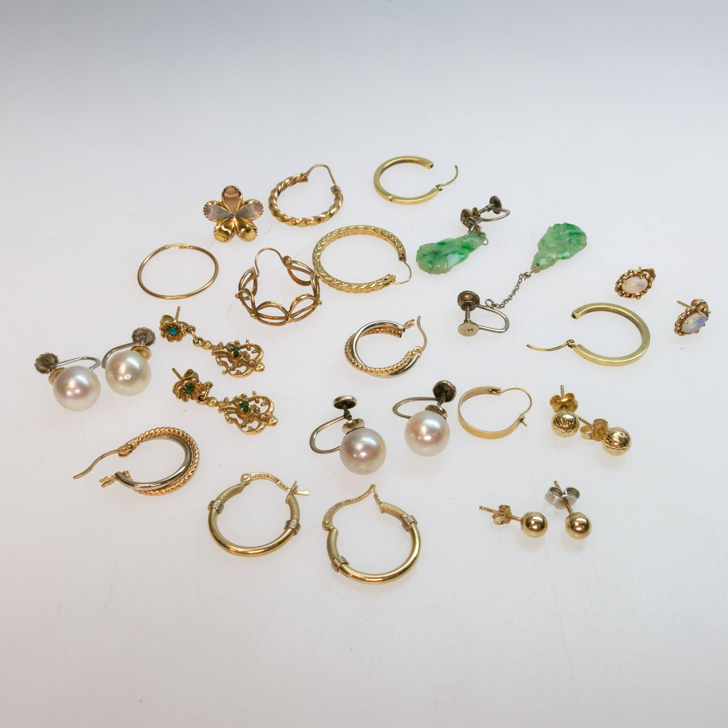 10 Various Pairs Of Gold Earrings