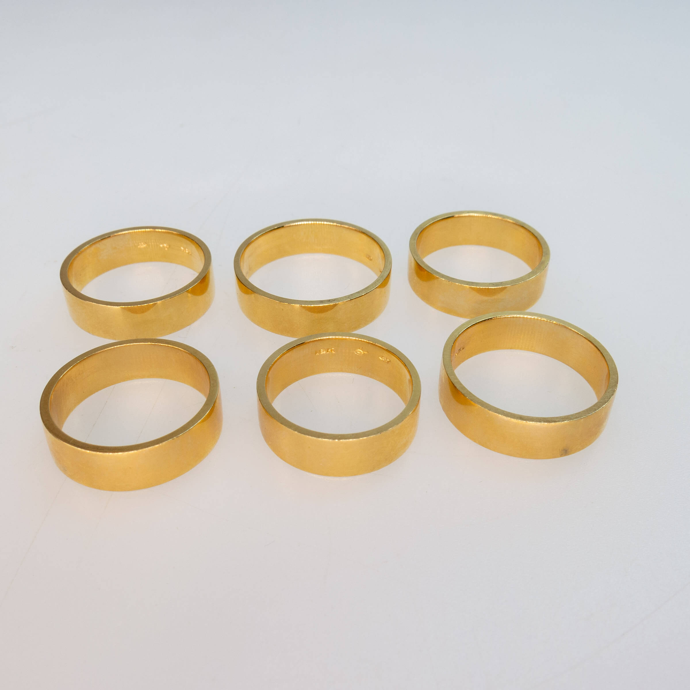 6 x 18k Yellow Gold Bands