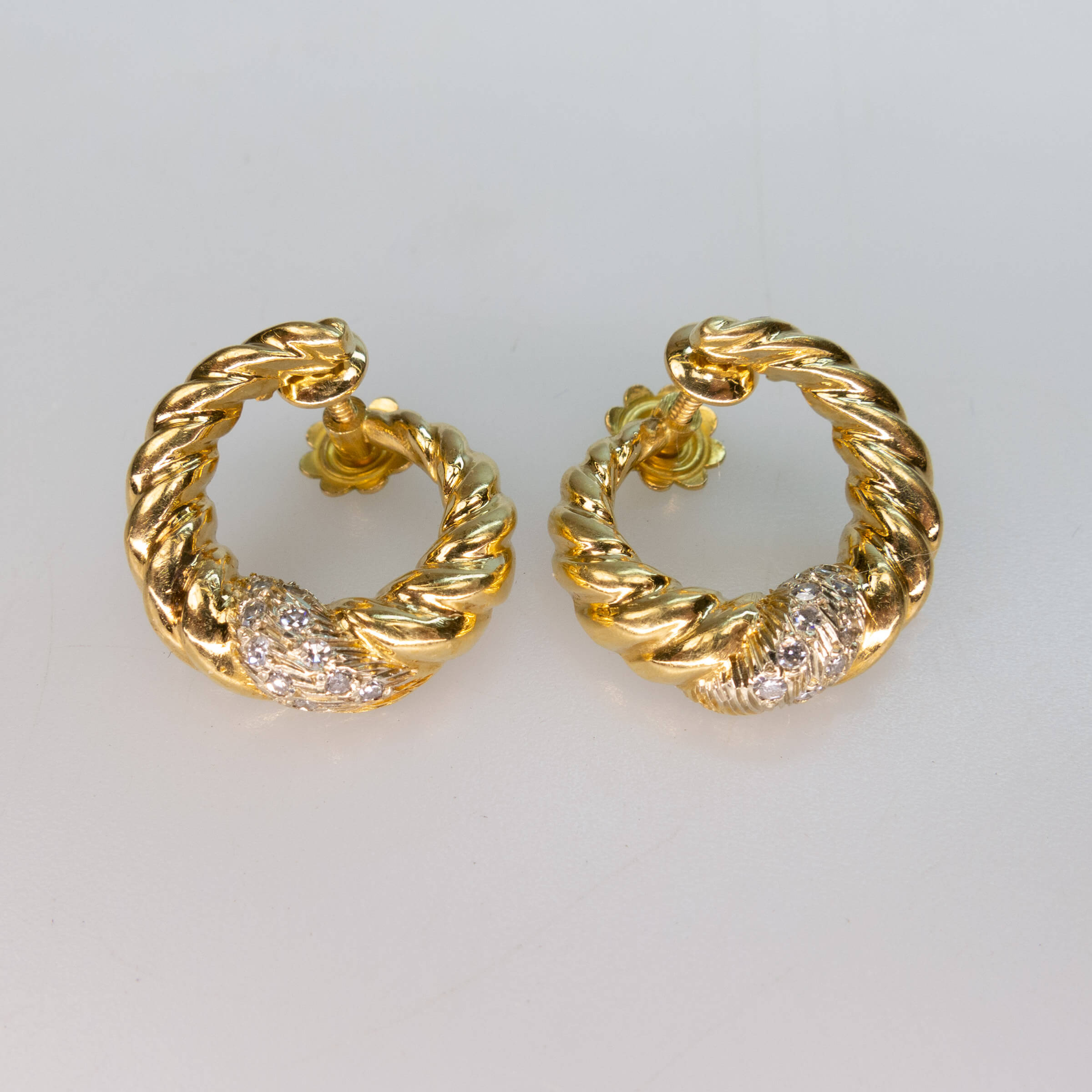 Pair Of 18k Yellow Gold Screw-Back Earrings