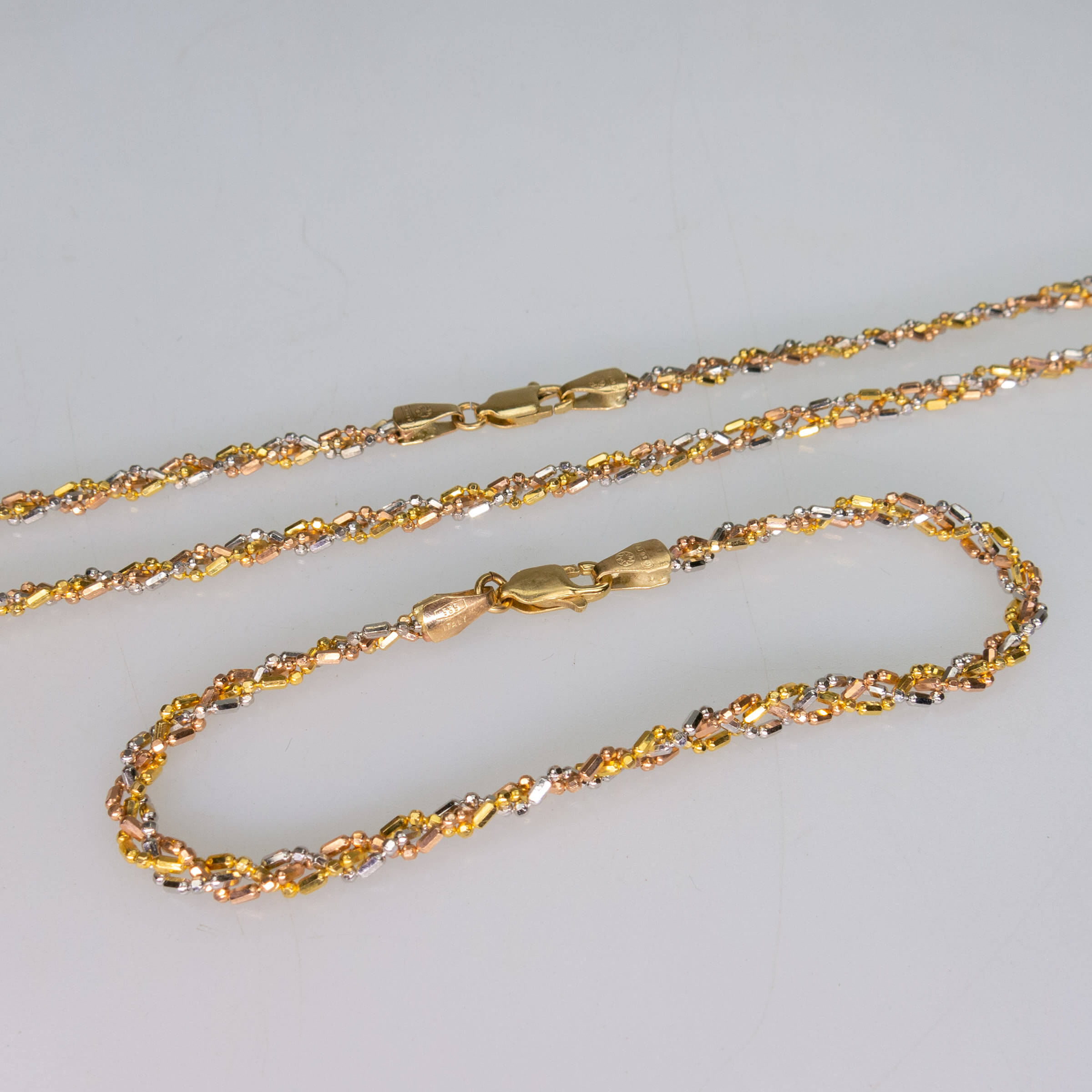 14k Yellow And White Gold Chain And Bracelet