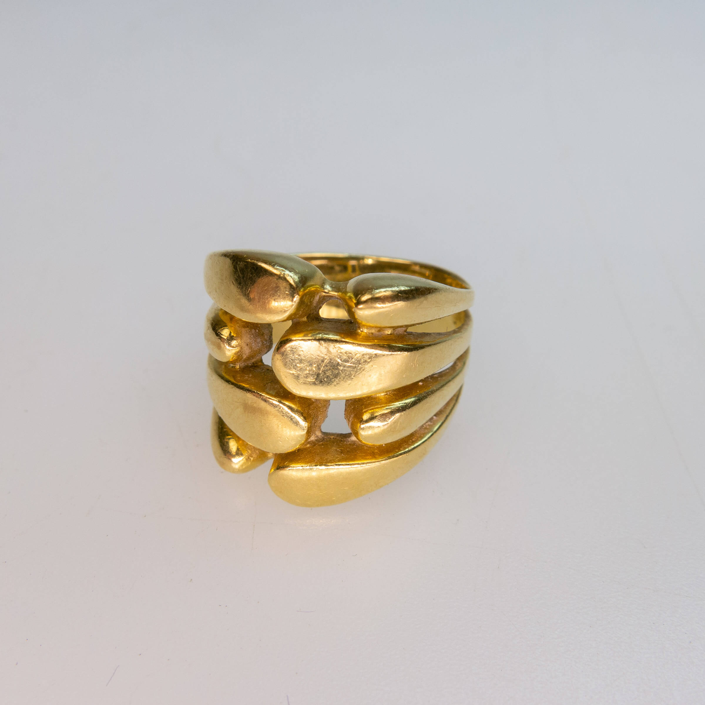 Israeli 18k Yellow Gold Modernist Ring