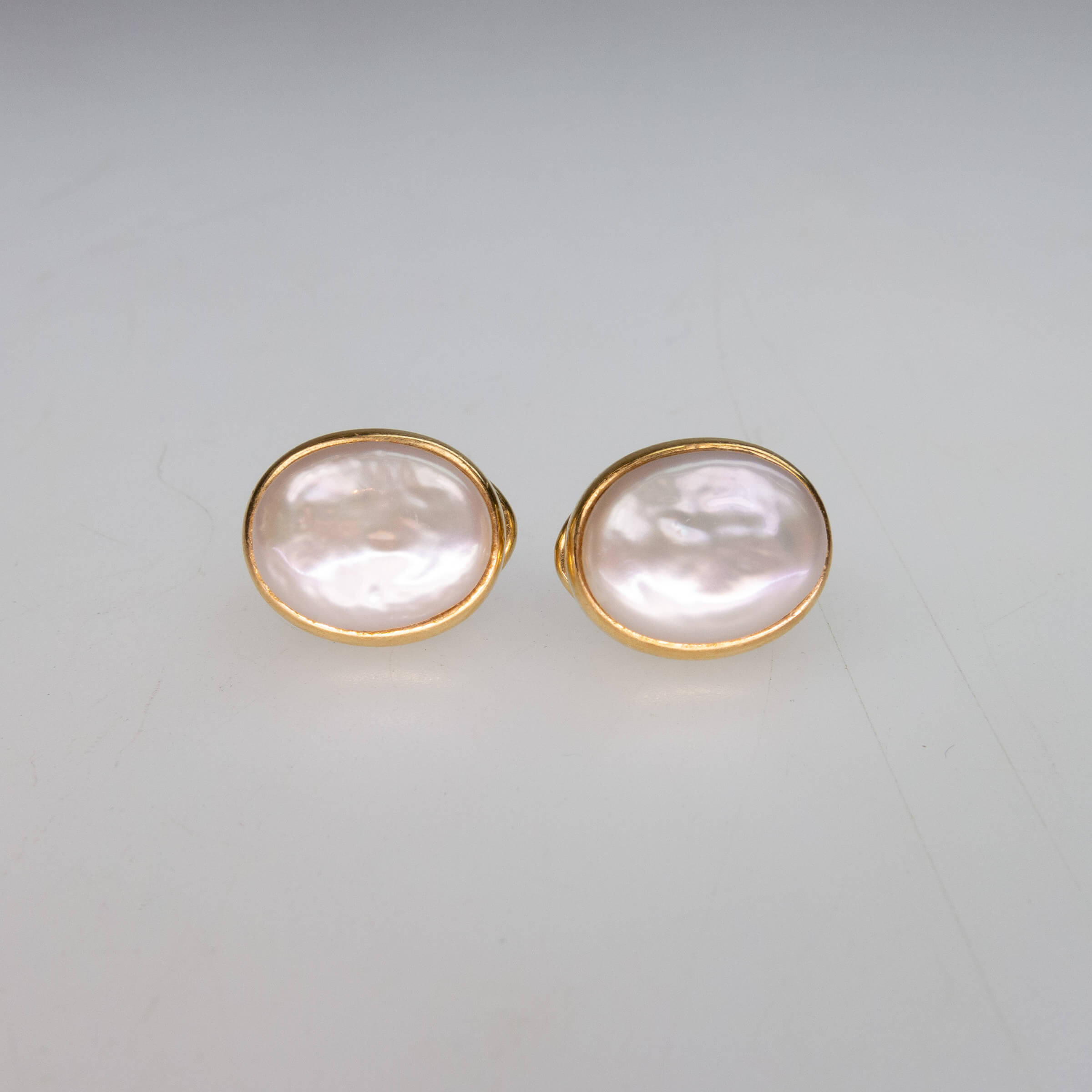 Pair Of 14k Yellow Gold And Biwa Pearl Stud Earrings