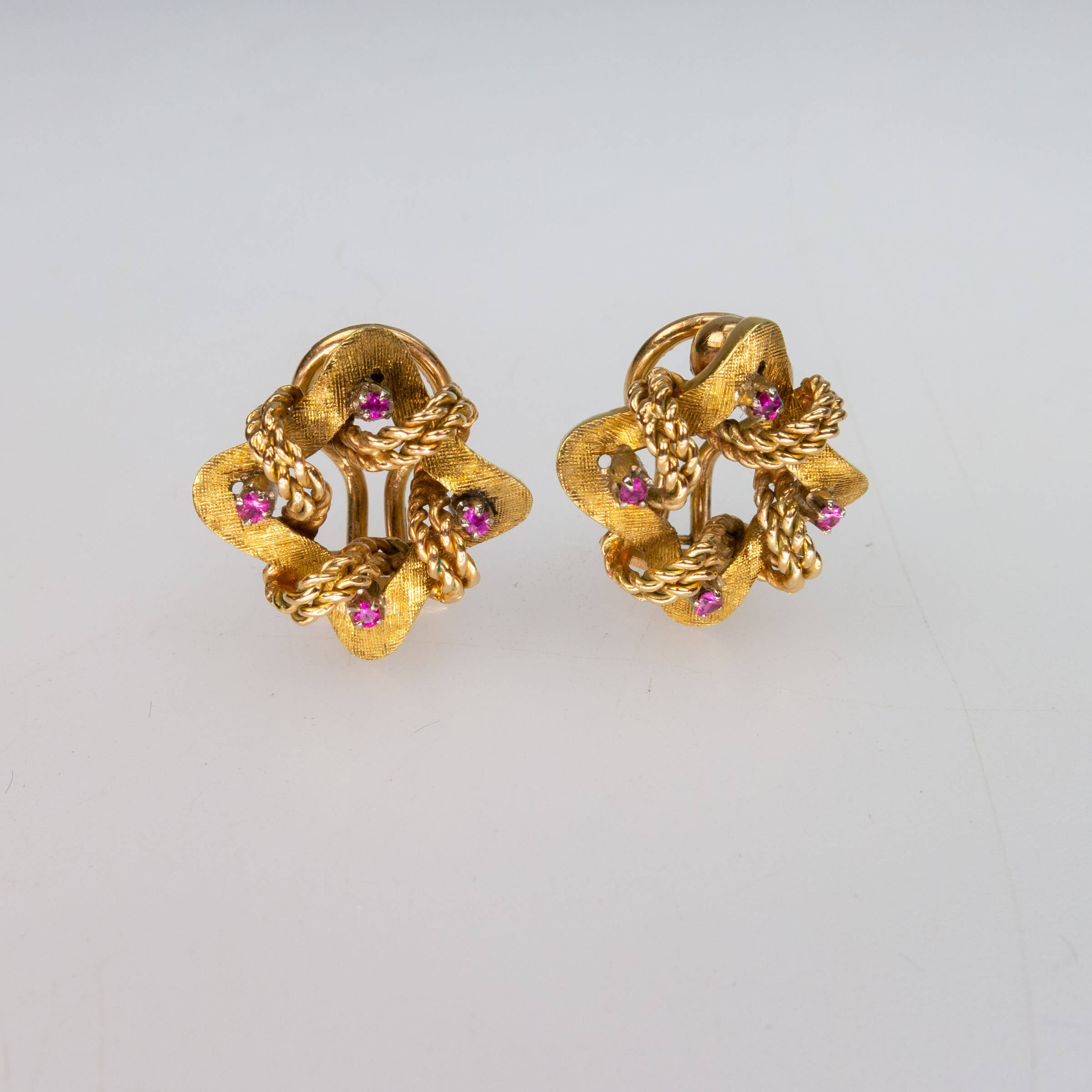 Pair Of Italian 18k Yellow Gold Clip-Back Earrings