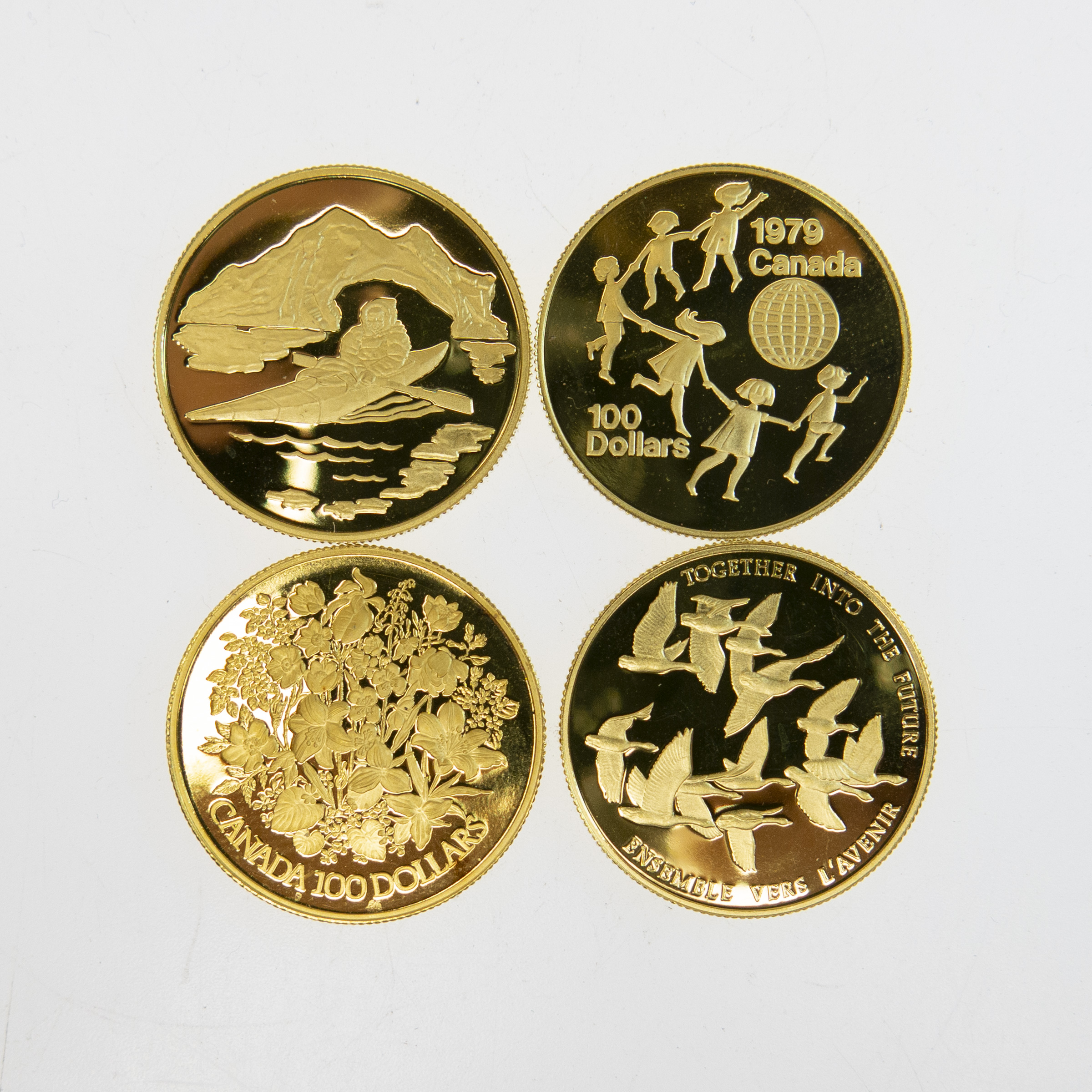 Four Canadian $100 Gold Coins