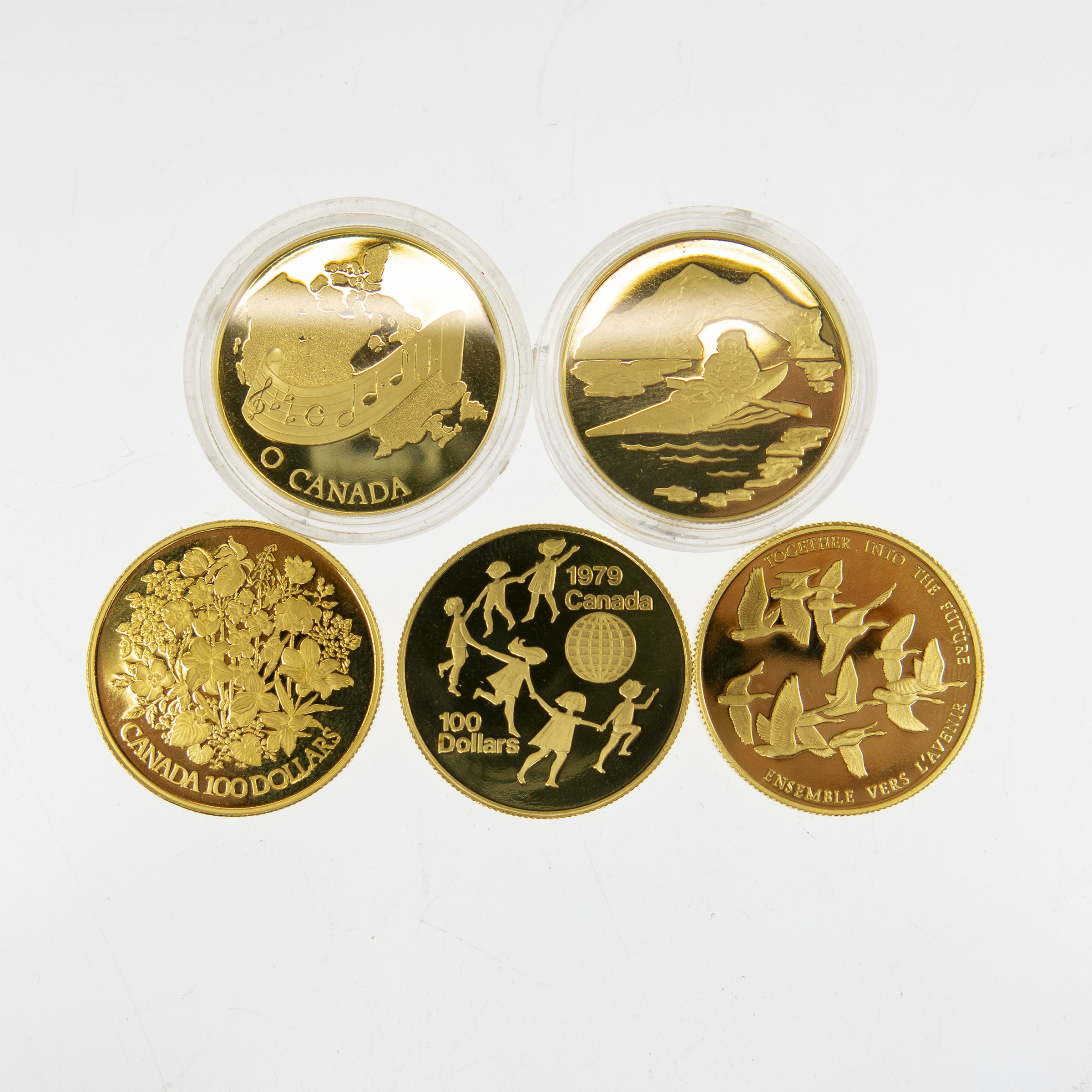 Five Canadian $100 Gold Coins