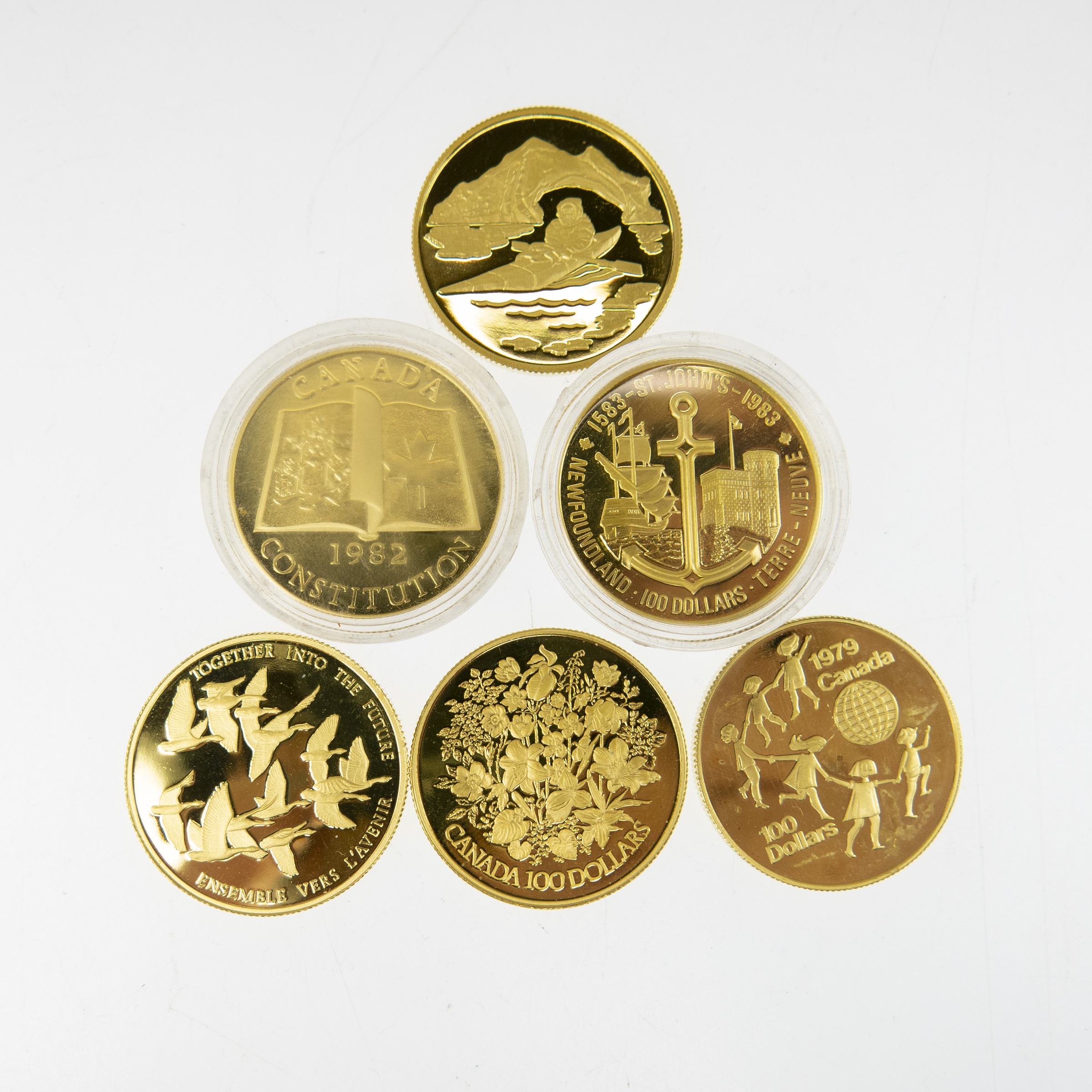 Six Canadian $100 Gold Coins