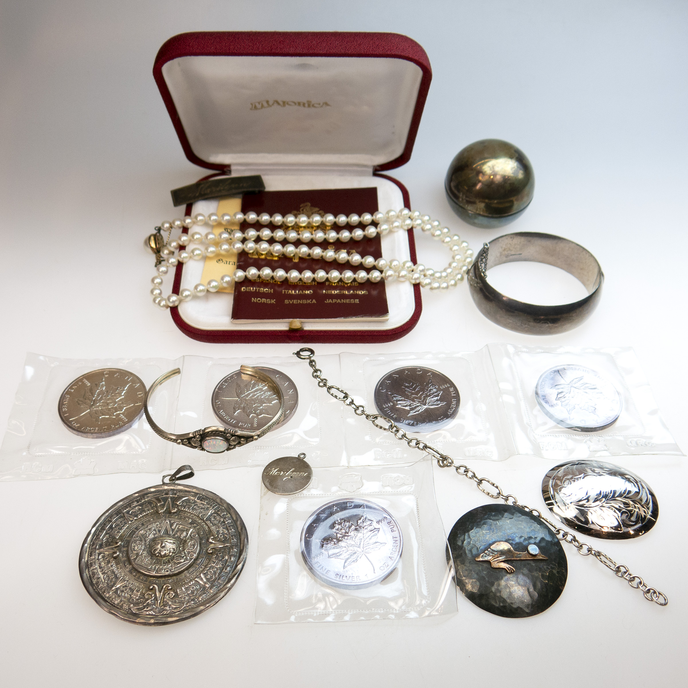 Small Quantity Of Silver Jewellery, Coins, Etc.