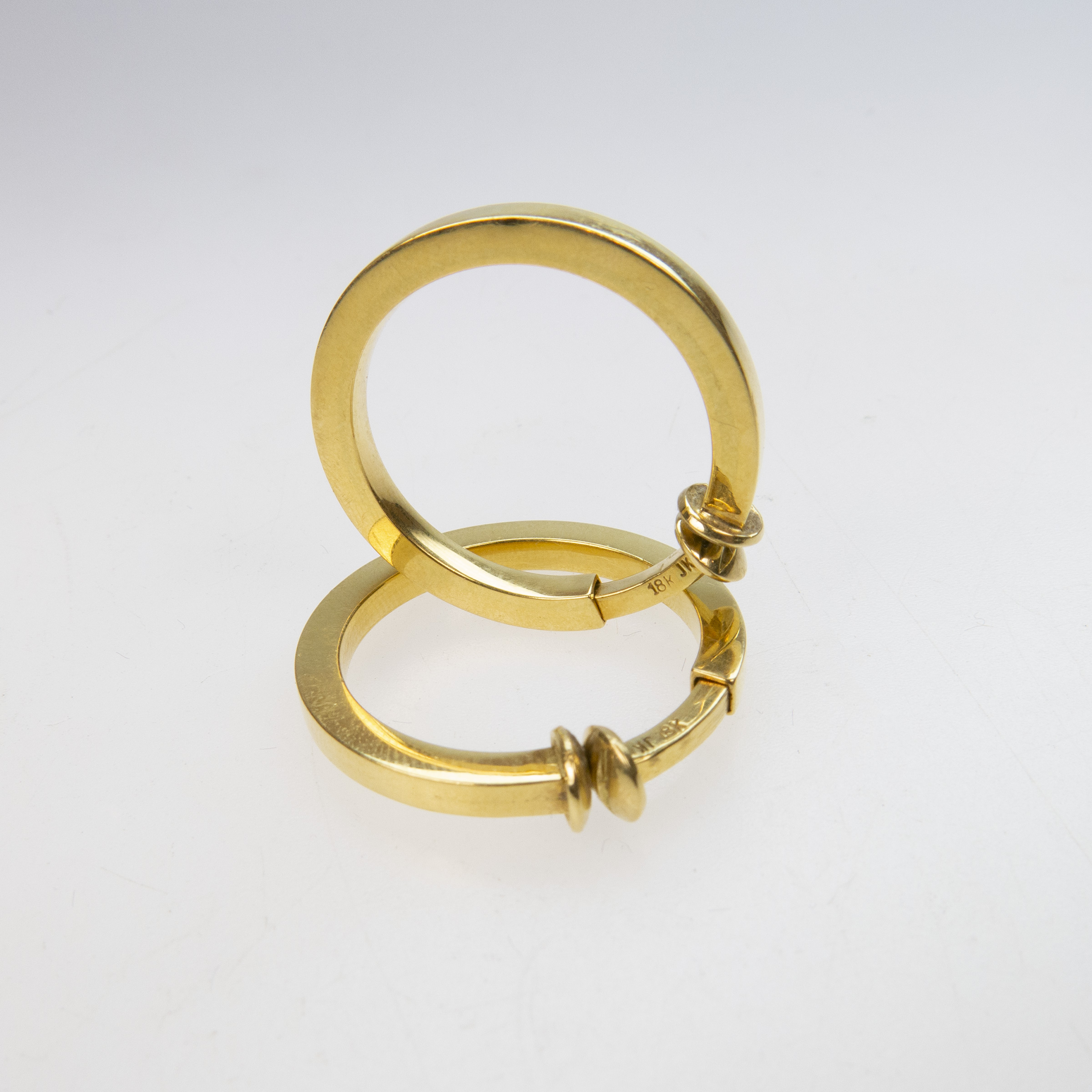 Pair Of 18k Yellow Gold Clip-Back Hoop Earrings
