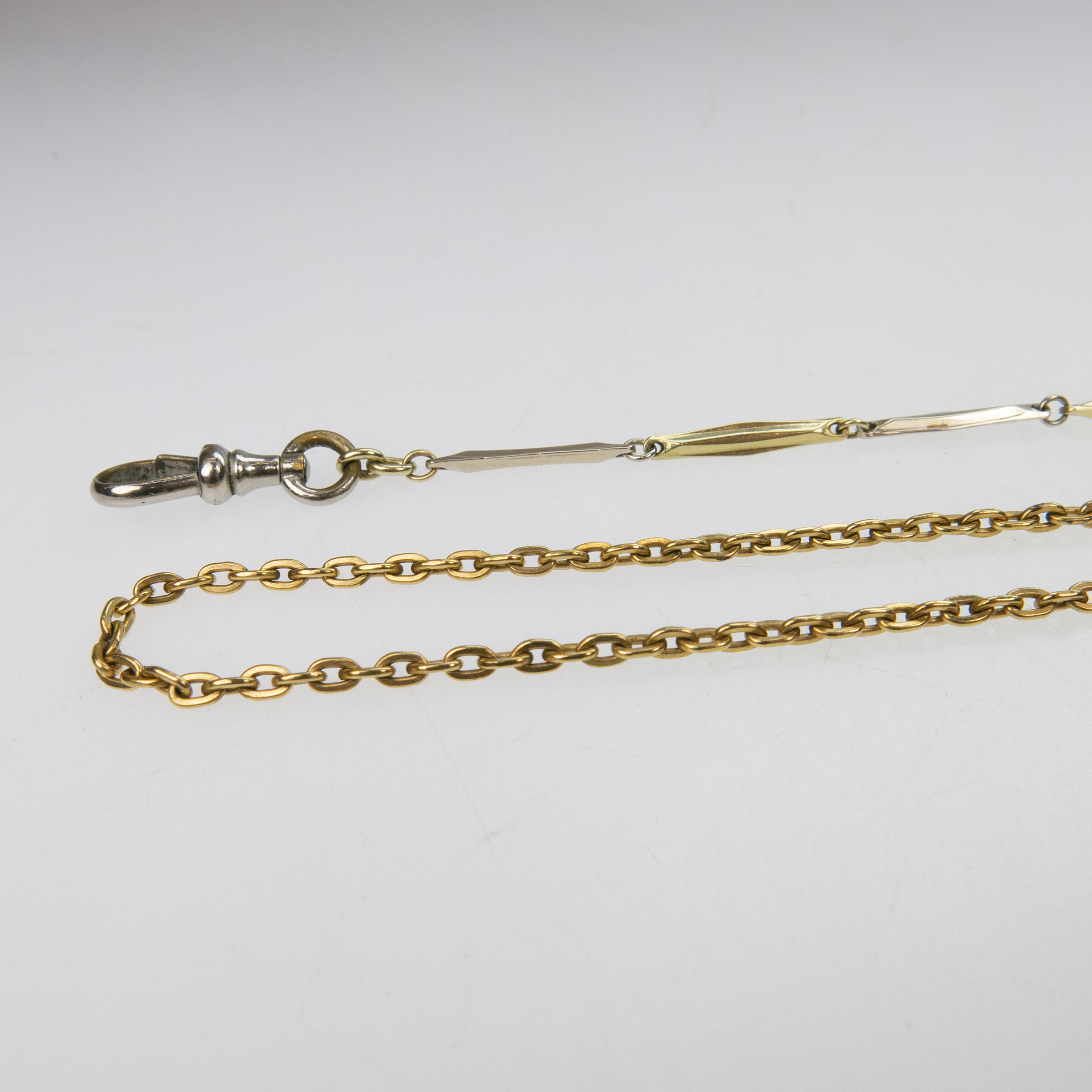14k Yellow And White Gold Bar Link Watch Chain