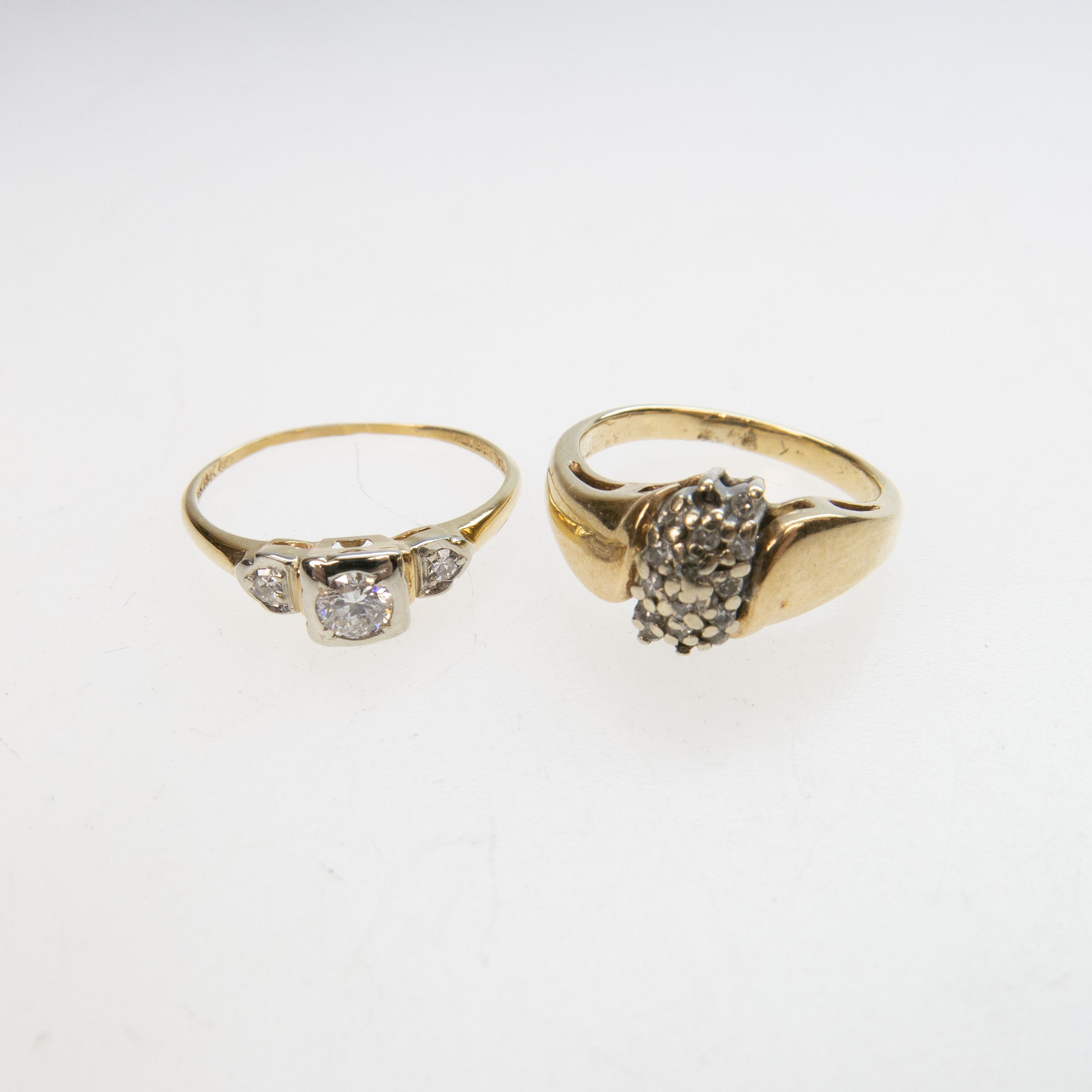 2 x 14k Yellow Gold And White Gold Rings
