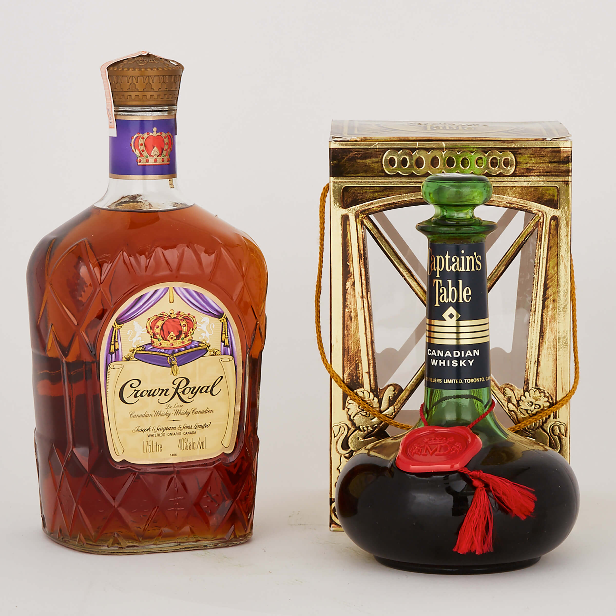 CAPTAIN’S TABLE CANADIAN WHISKY (ONE 25 FL OZ)
CROWN ROYAL CANADIAN WHISKY (ONE 1750 ML)