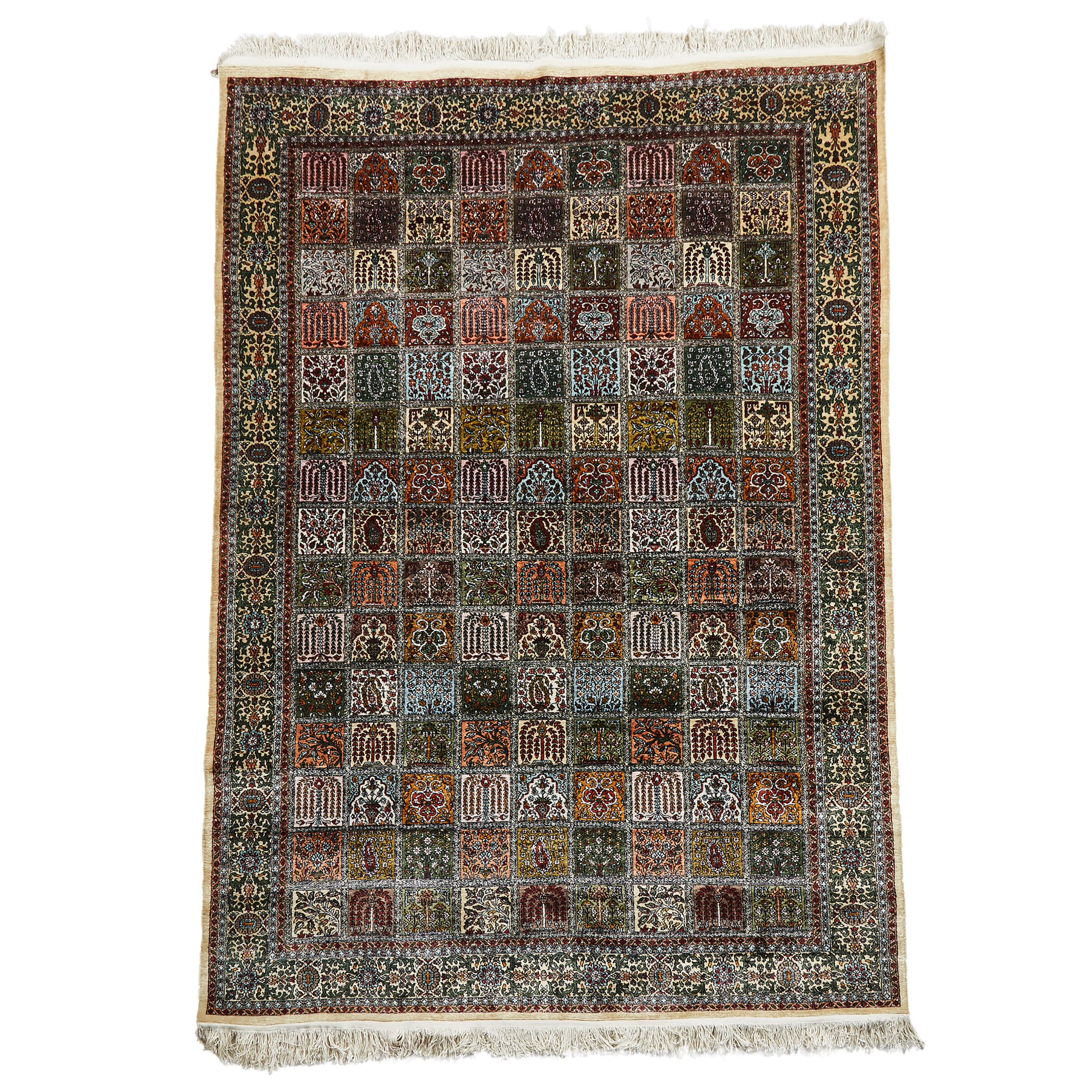 Indo Qum Silk Tile Design Carpet, mid 20th century