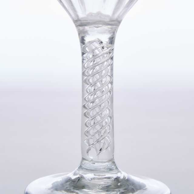 English Engraved Air Twist Stemmed Glass Goblet, c.1760-70