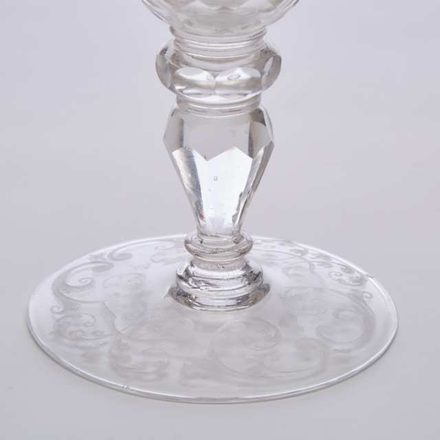 Bohemian Engraved Glass Goblet, mid-18th century