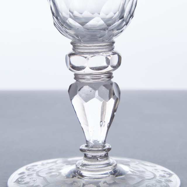 Bohemian Engraved Glass Goblet, mid-18th century