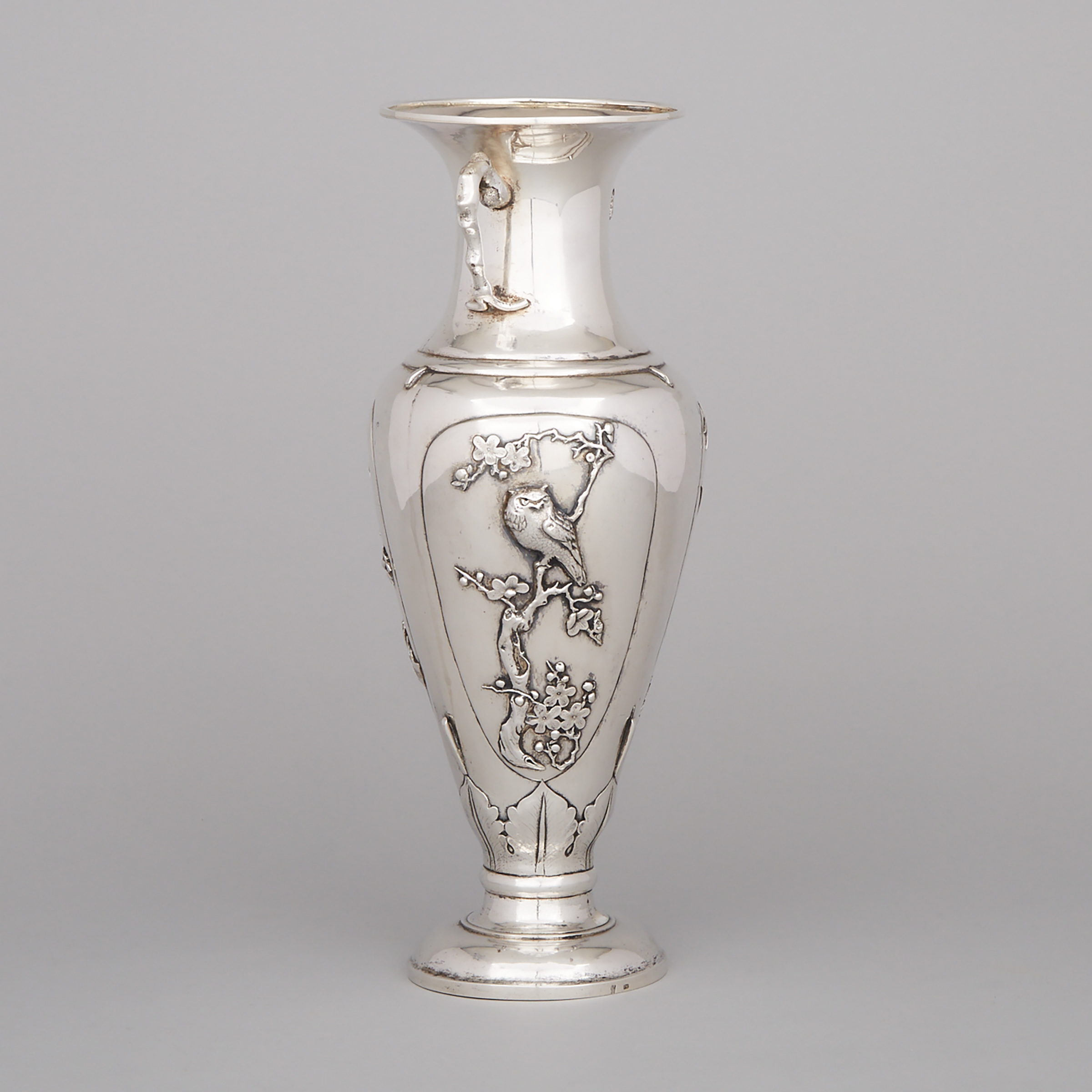 Chinese Export Silver Two-Handled Vase, Pao Kuang, Canton, late 19th/early 20th century