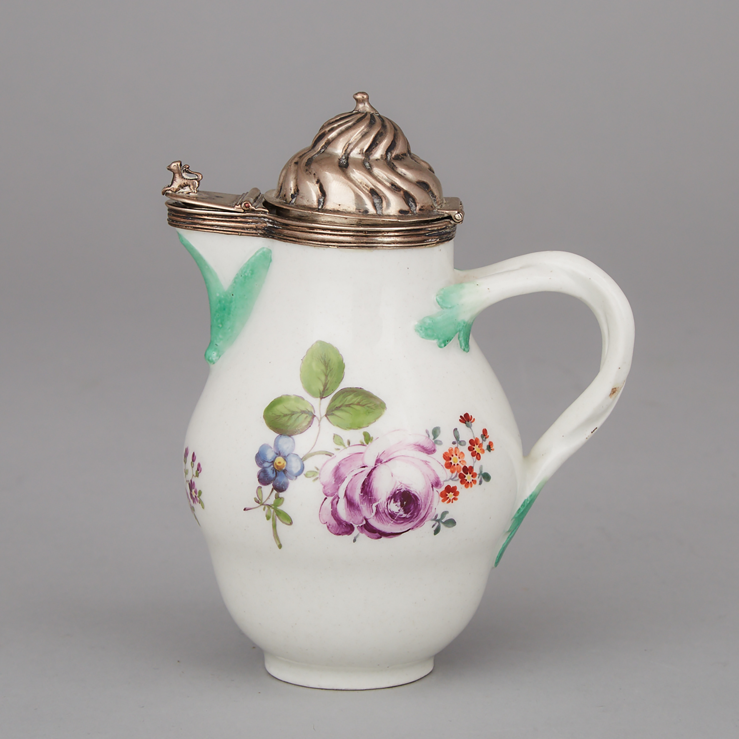 Volkstedt Silver Mounted Cream Jug, c.1770