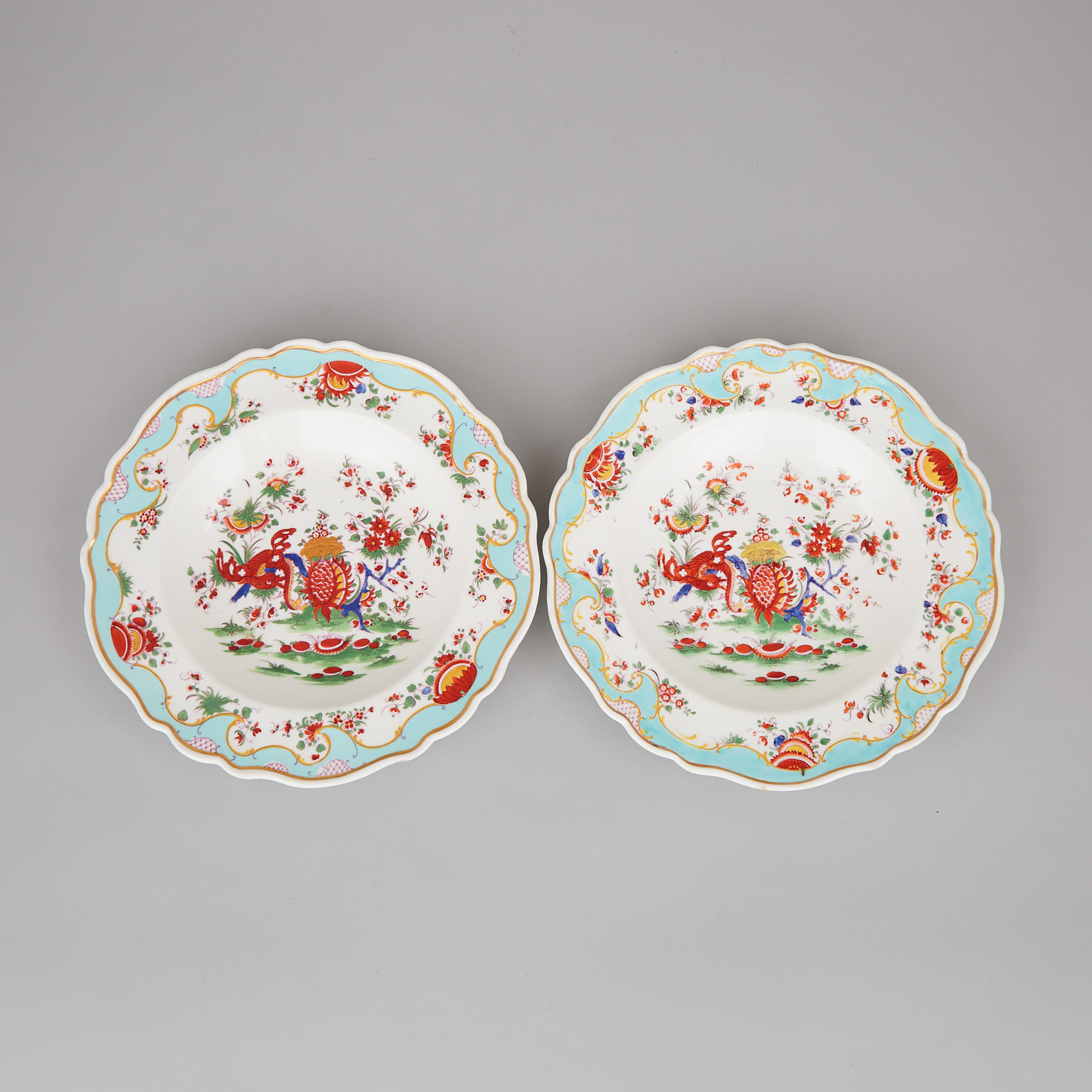 Pair of Chamberlains Worcester ‘Jabberwocky’ Pattern Soup Plates, c.1830-40