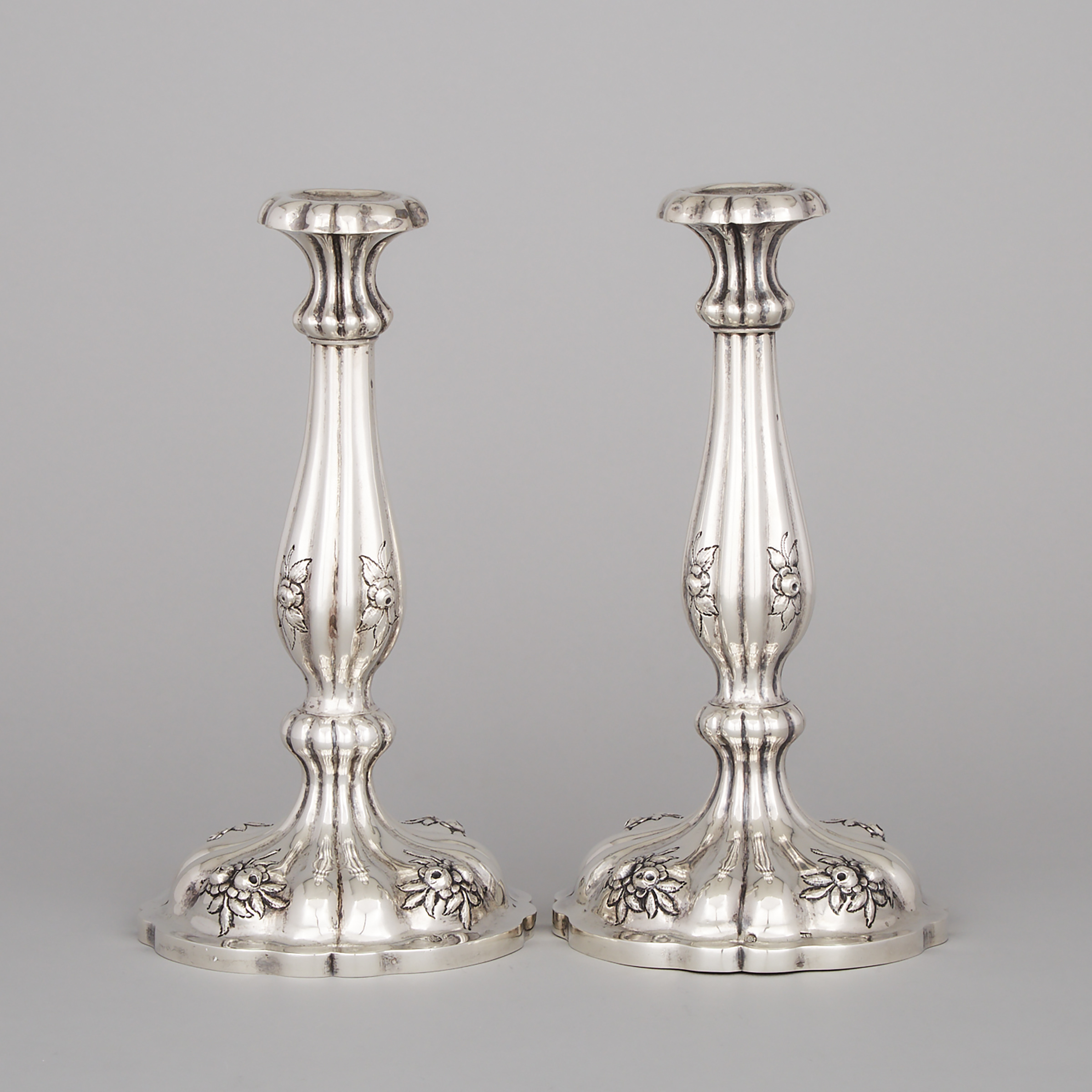 Pair of Austro-Hungarian Silver Candlesticks, Vienna, 1866
