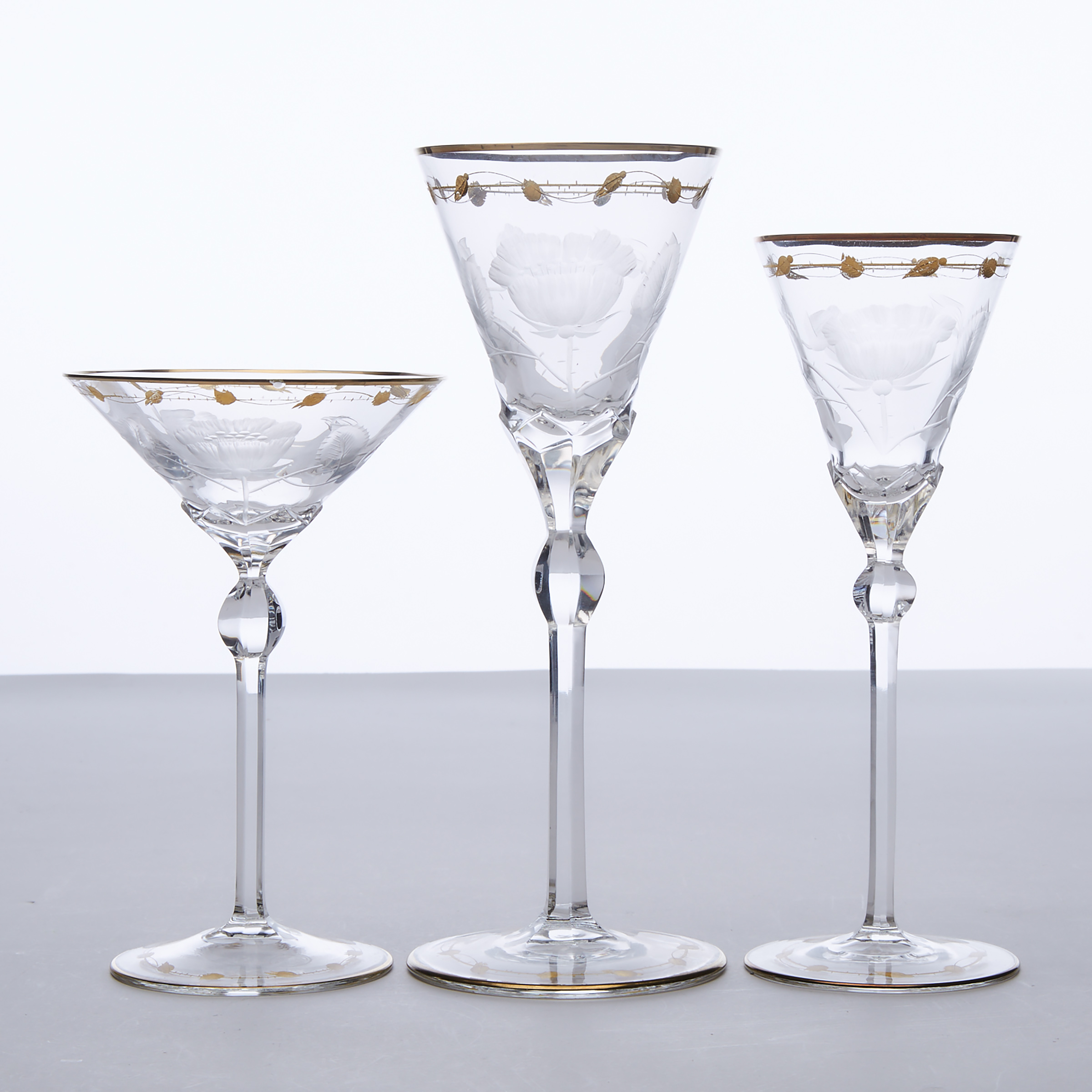 Moser ‘Paula’ Pattern Cut, Engraved and Gilt Glass Service, 20th century