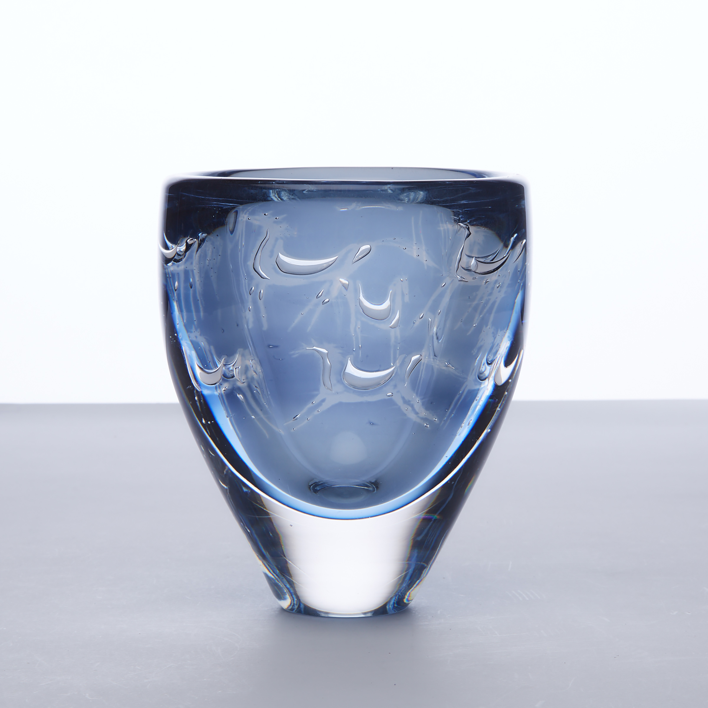 Orrefors Ariel Blue Glass Vase, Ingeborg Lundin, 1962