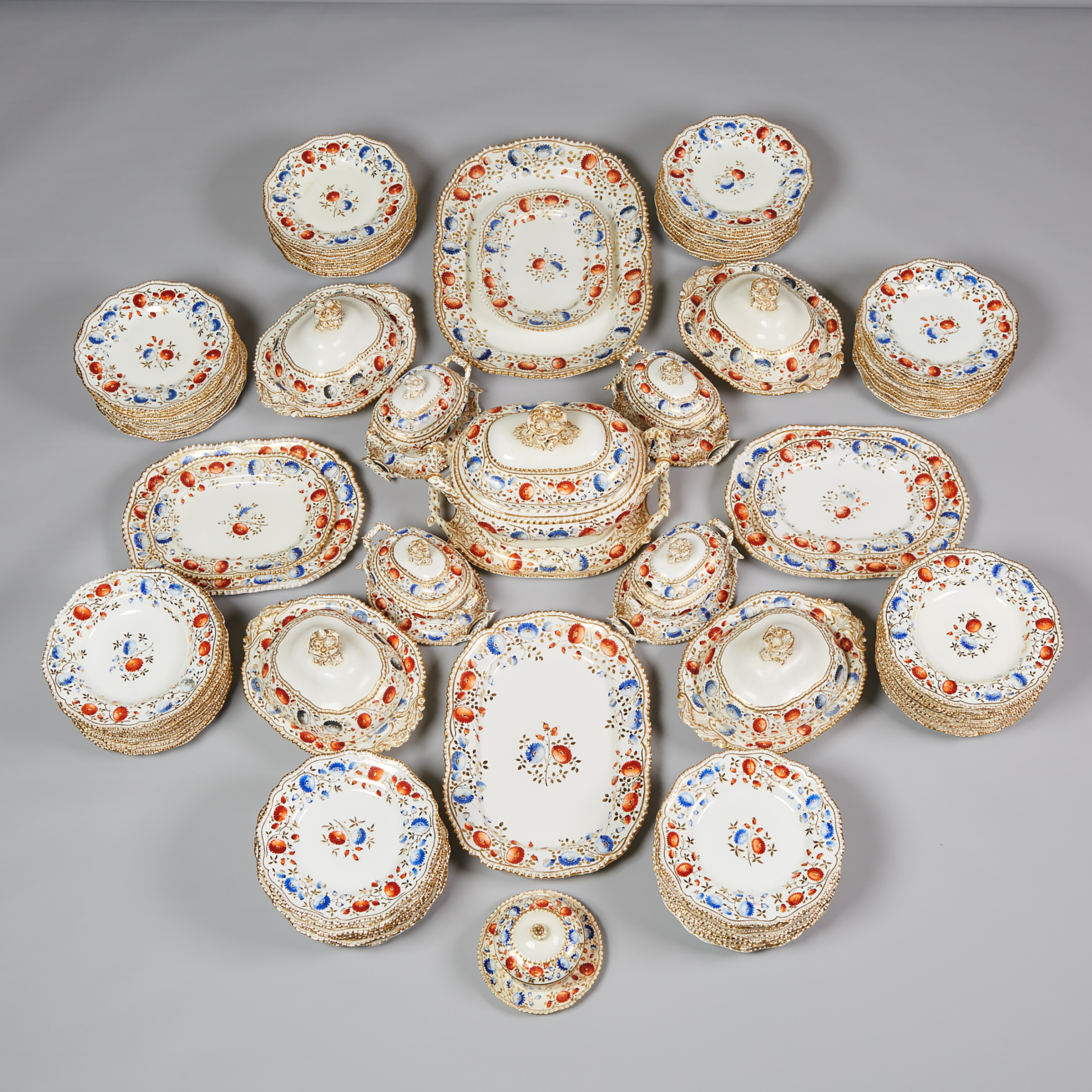 English Porcelain Dinner Service, possibly Coalport or Davenport, c.1820