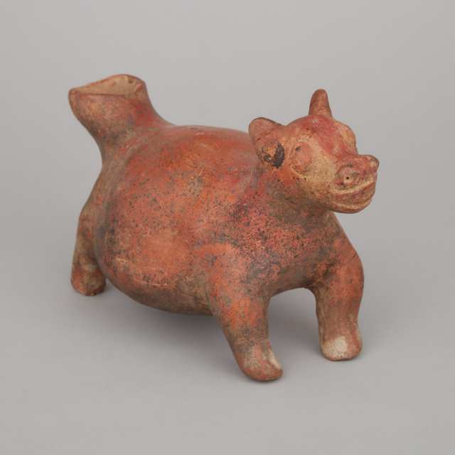 Colima Pottery Dog Form Vessel, Protoclassic Period, 100 B.C.-250 A.D.