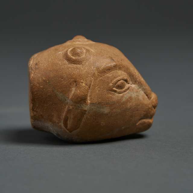 Graeco-Egyptian Limestone Head of a Goat, Ptolomaic Period, 330-200 B.C.