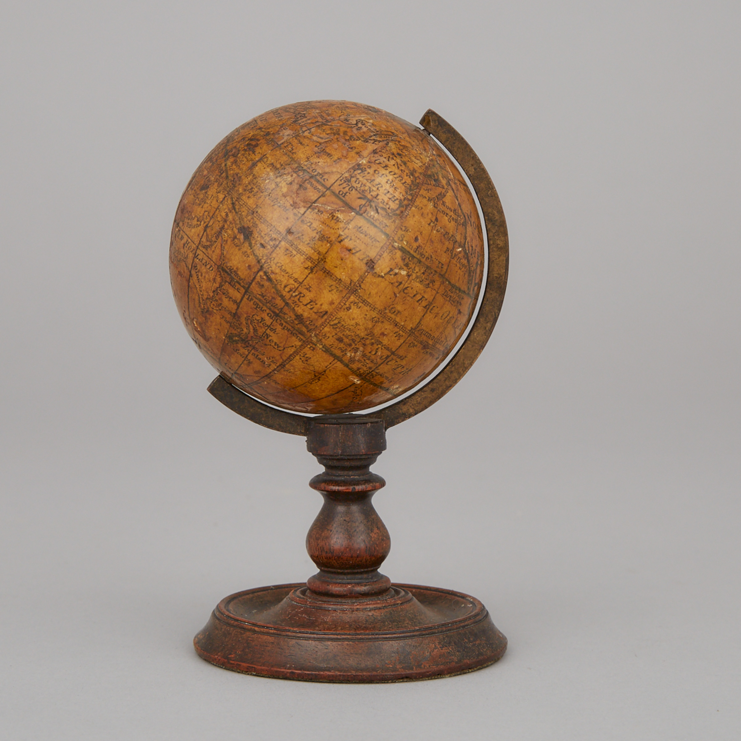 George III 2 3/4 Inch Terrestrial Pocket Globe on Stand, Nicholas Lane, dated 1776