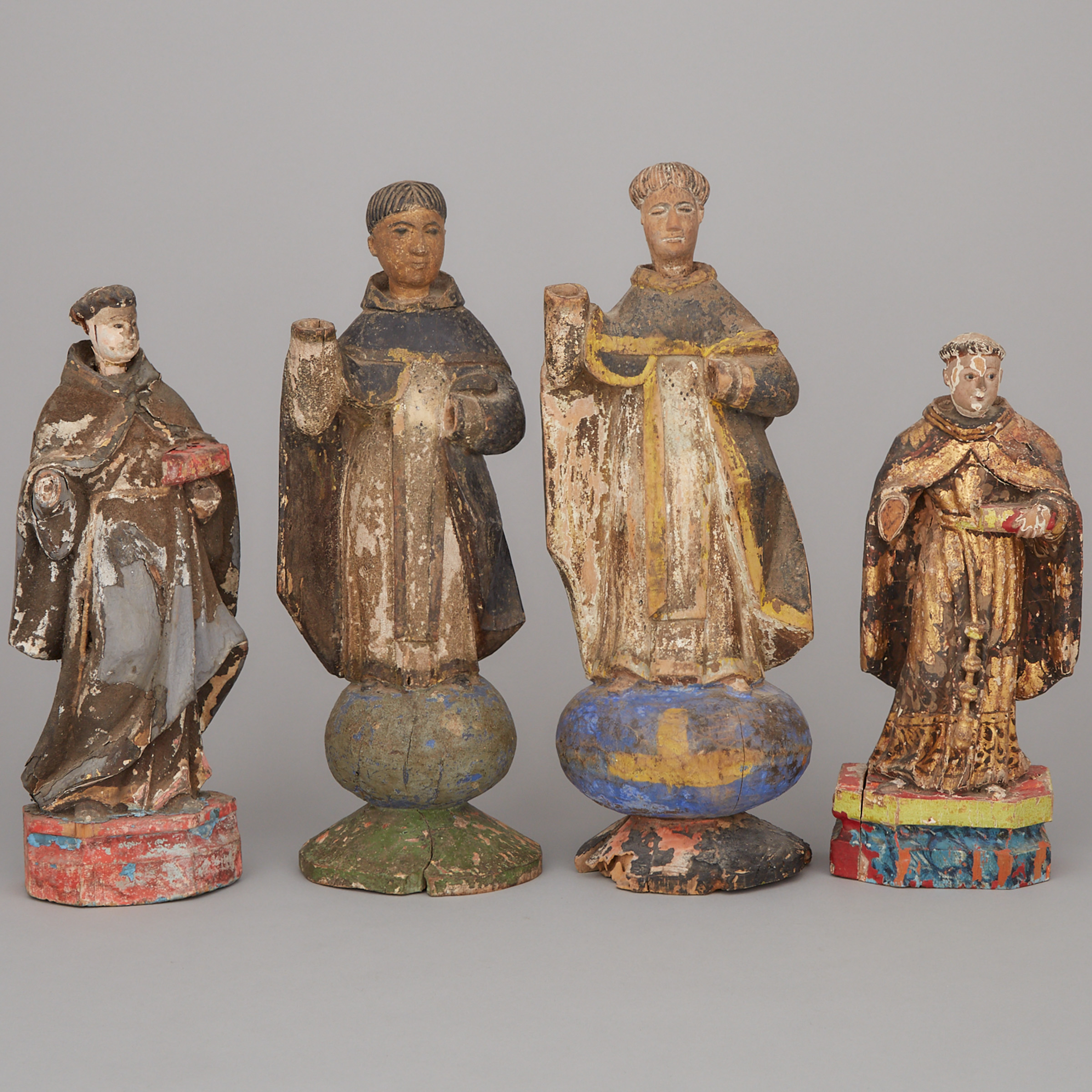 Four Spanish Colonial Santos Figures, 18th/19th century