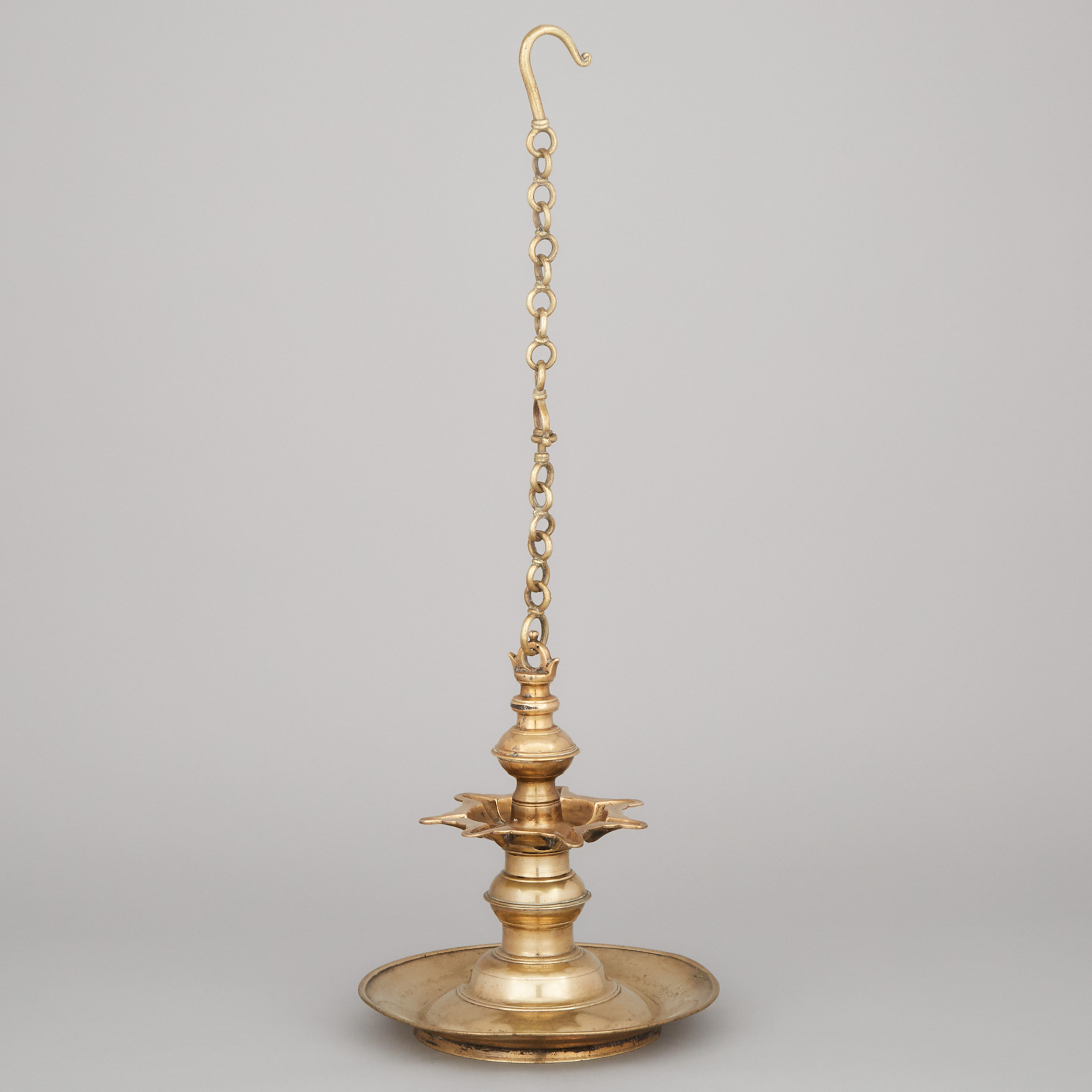 South Indian Bronze Thookkuvilakku Hanging Oil Lamp, 19th century or earlier