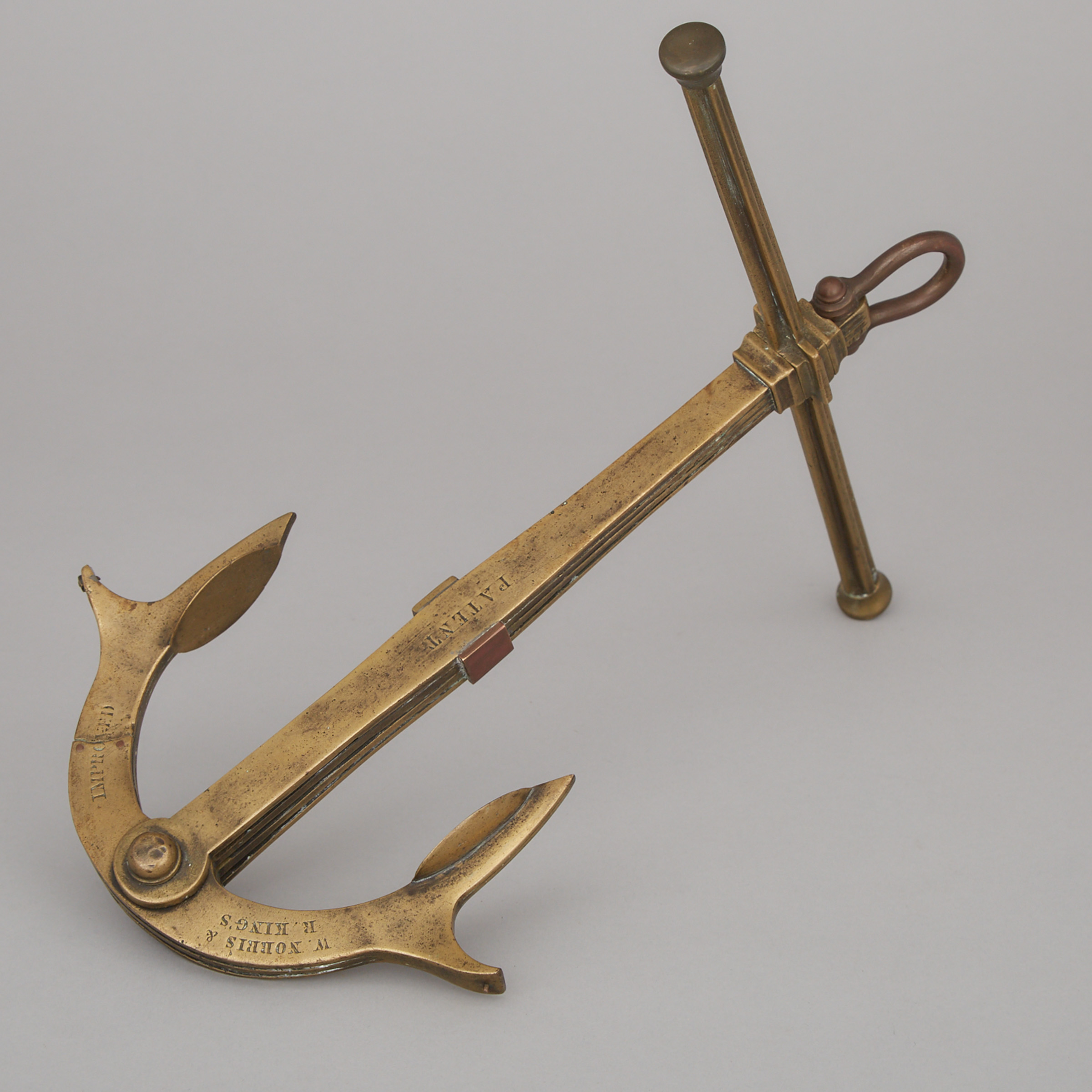 Brass Patent Model of W. Norris & R. King's Improved Anchor, mid 19th century