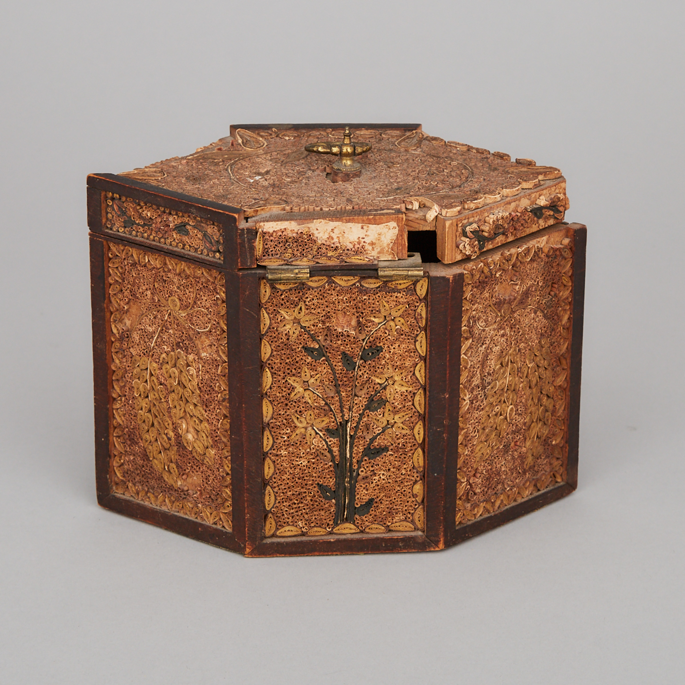George III Rolled Paper Filigree Tea Caddy, late 18th century