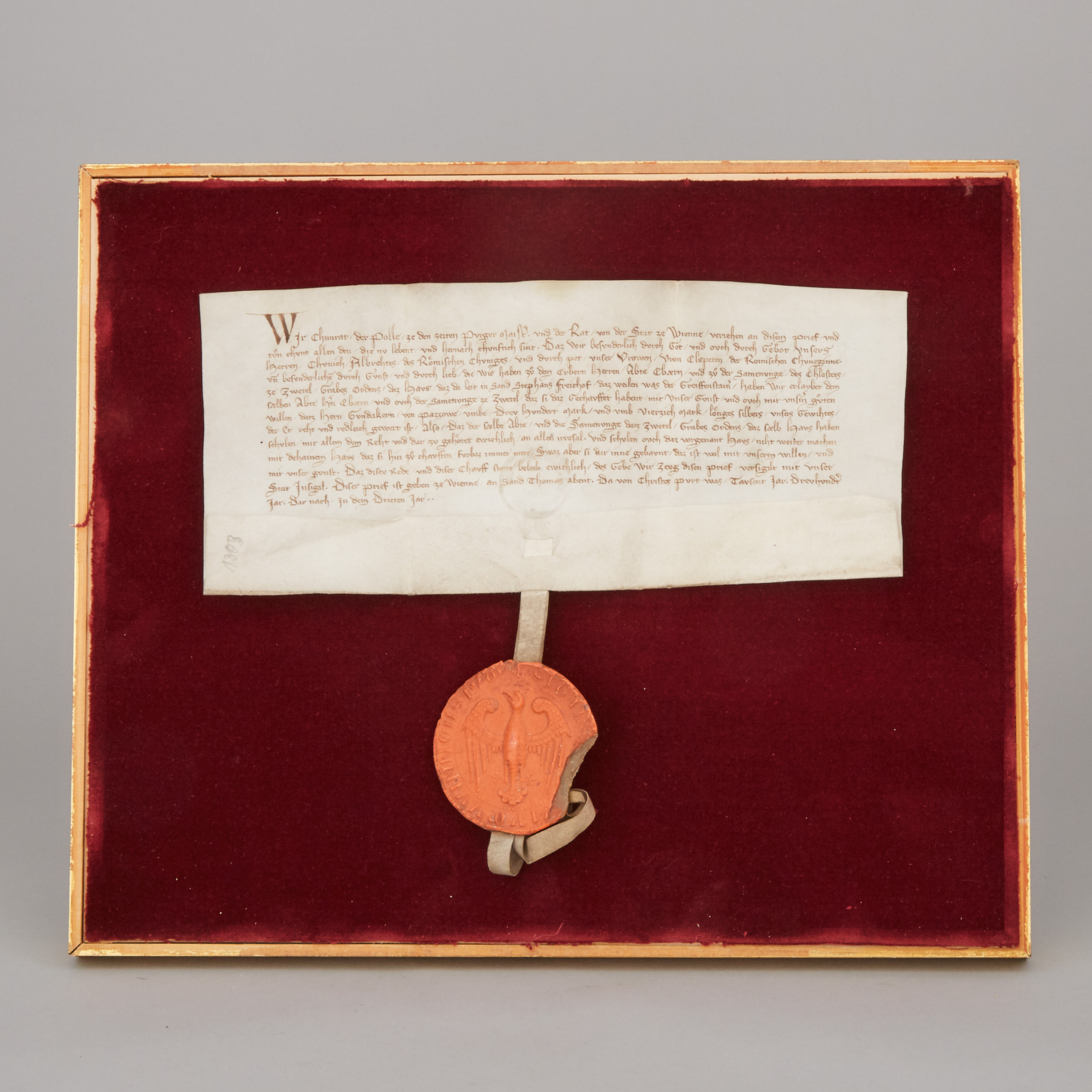 Austrian Medieval Parchment Indenture, 1303
