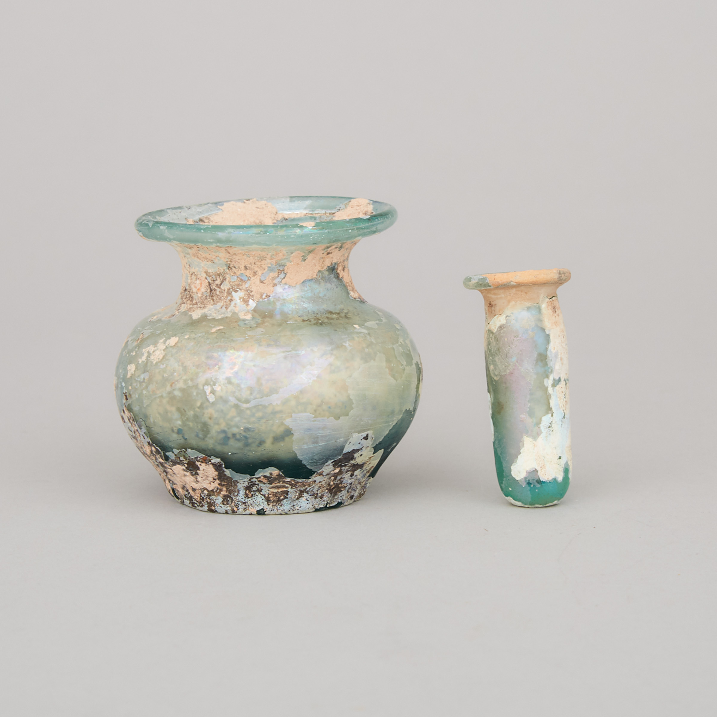 Two Pieces Roman Glass, 1st-2nd century A.D.