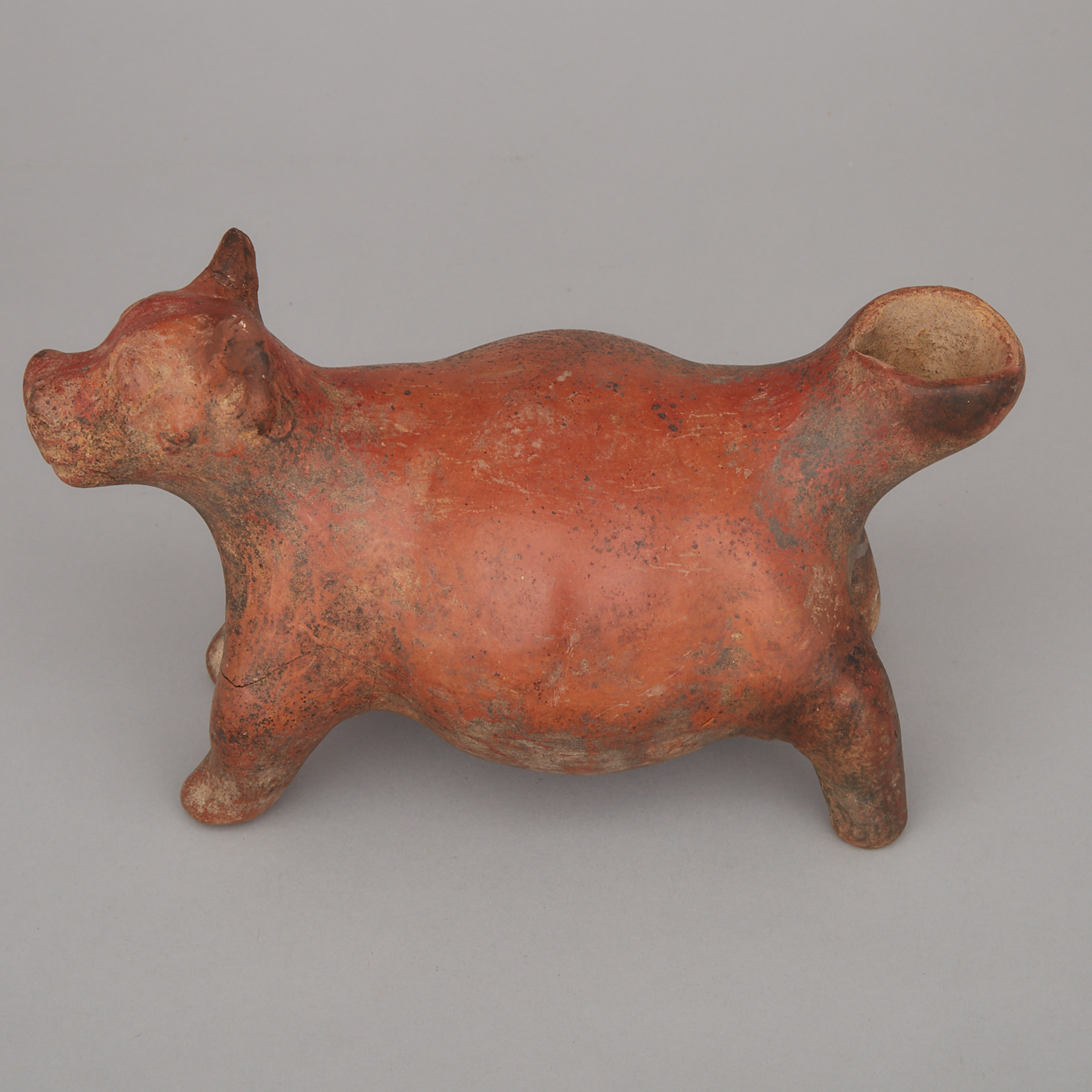 Colima Pottery Dog Form Vessel, Protoclassic Period, 100 B.C.-250 A.D.
