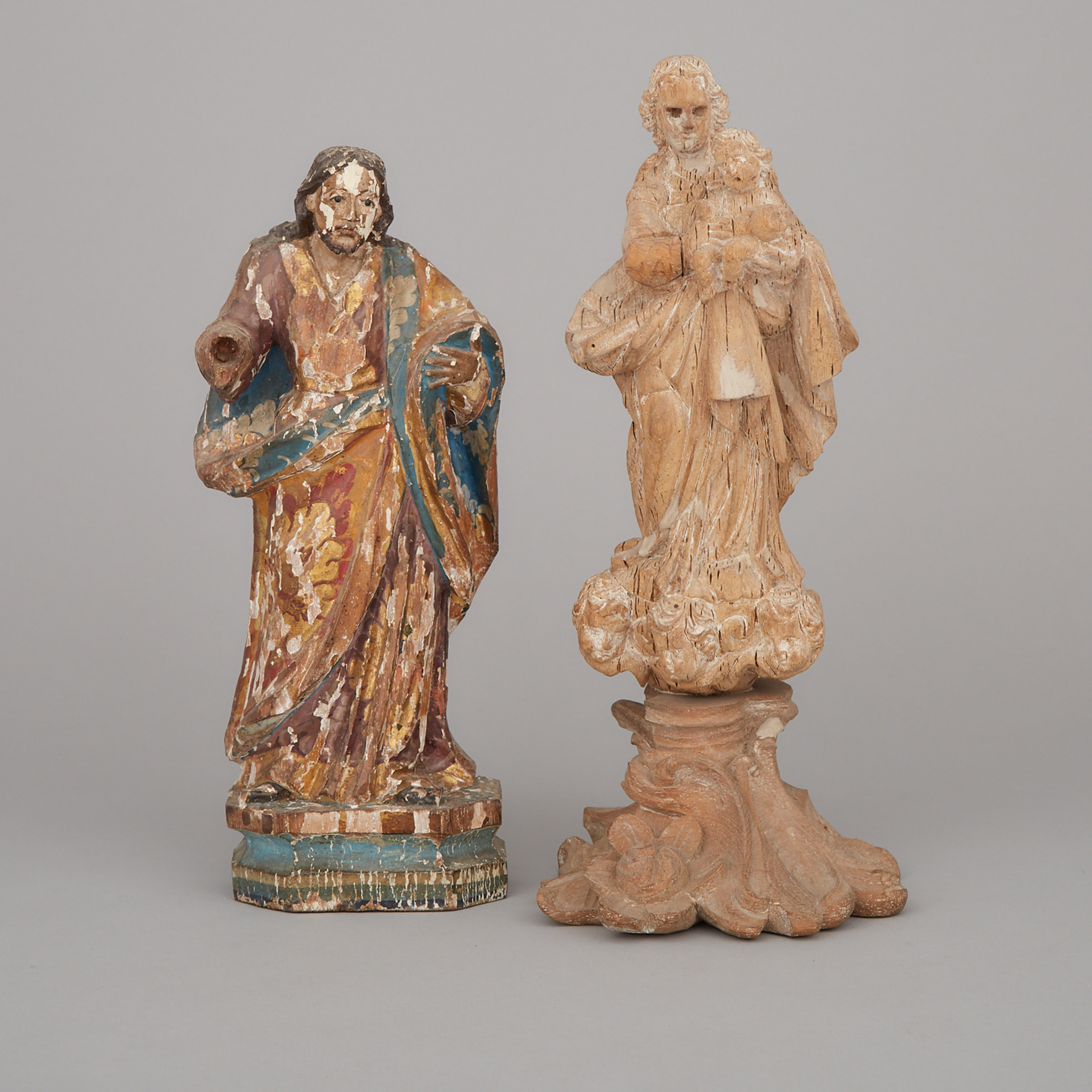 Two Spanish Colonial Santos Figures, 18th/19th century