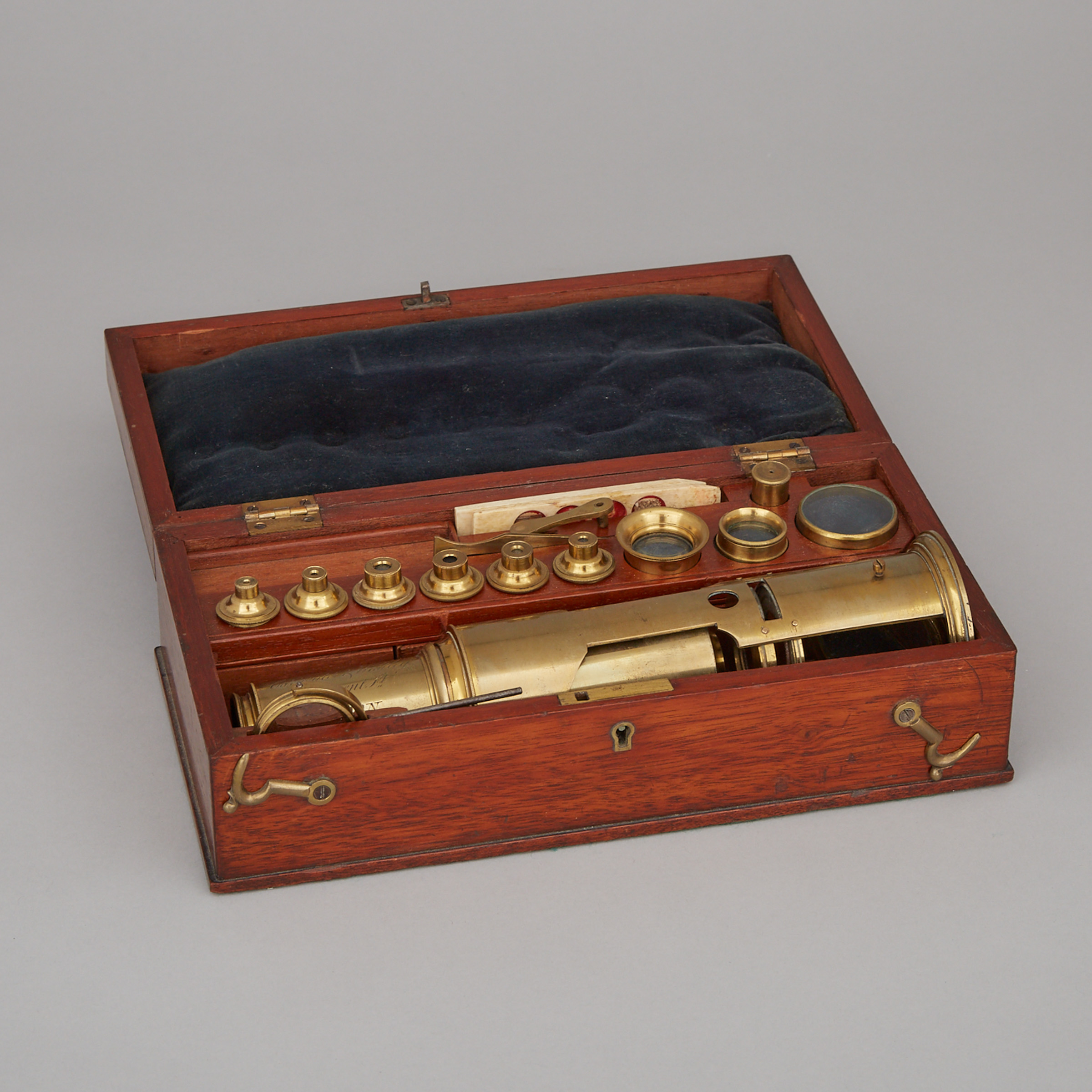 Early Victorian Lacquered Brass Martin Type Drum Microscope, Carpenter & Westley, London, c.1840